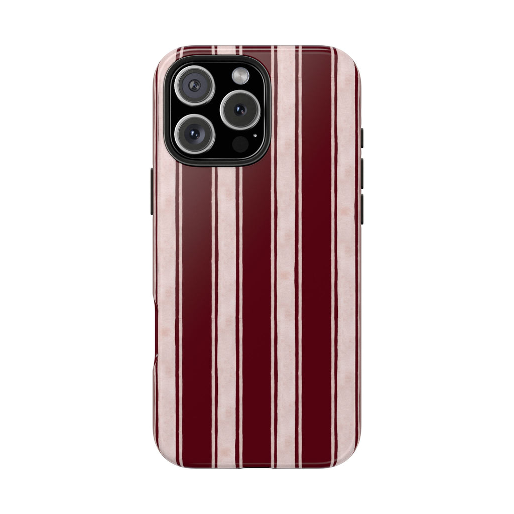 Tailored Line | Burgundy Fine Stripe Phone Case