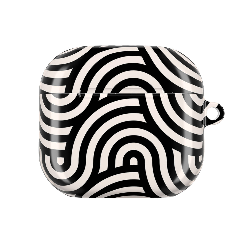 Noir Wave | Black & Cream Retro Curve AirPods Case