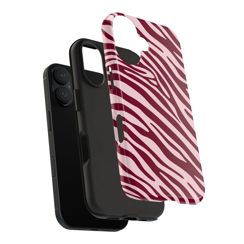 Velvet Zebra | Burgundy Zebra Print Tough Phone Case