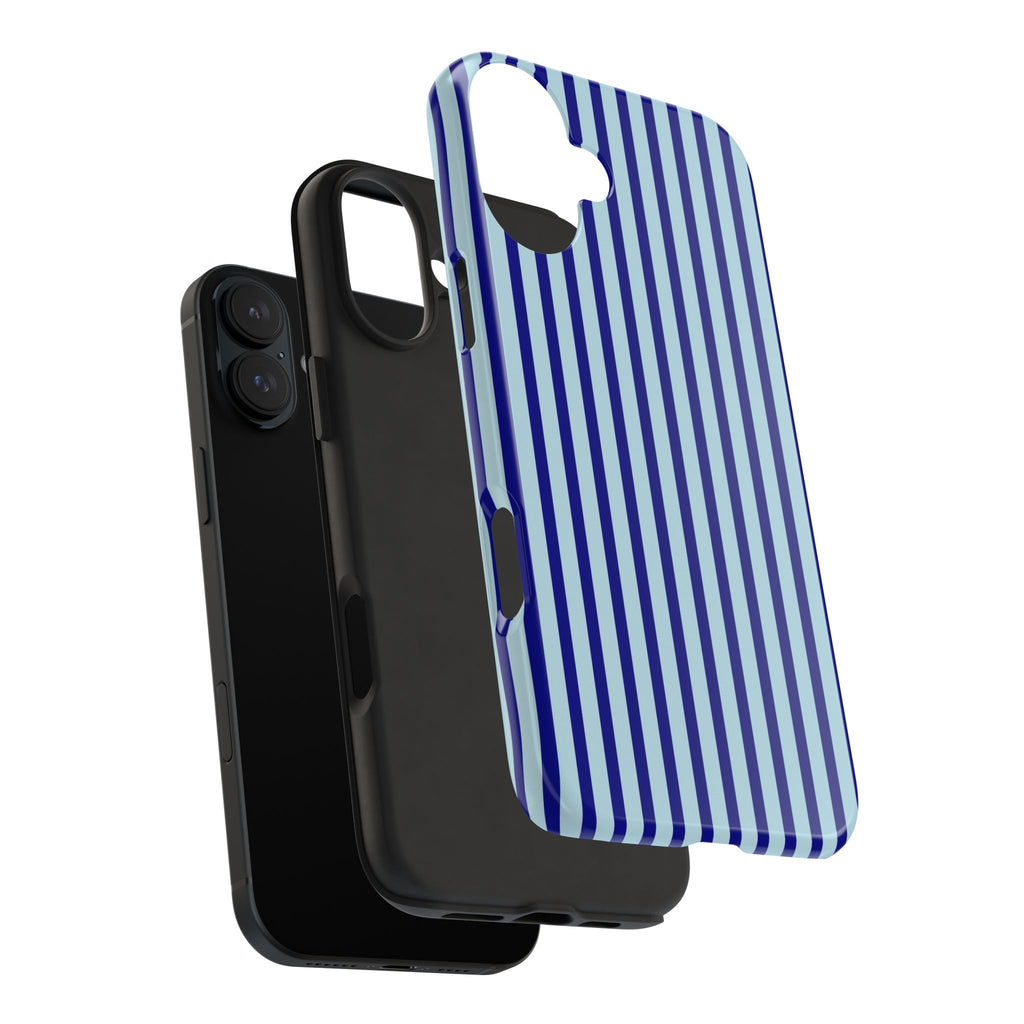 Maroon & Blush Striped Tough Phone Case — Durable Protective iPhone Cover
