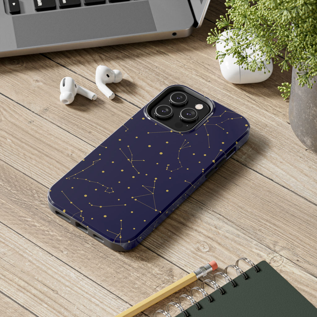 Maroon & Blush Striped Tough Phone Case — Durable Protective iPhone Cover