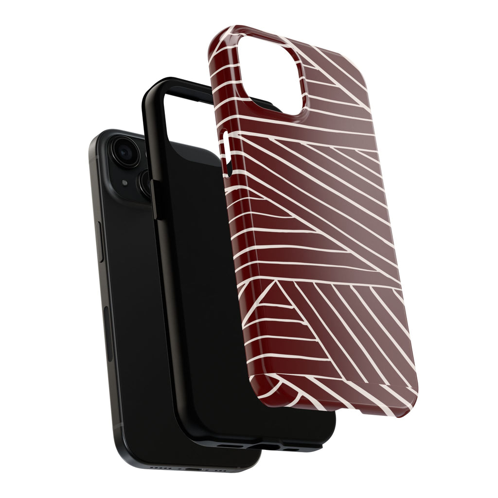 Crimson Form | Burgundy Abstract Stripe Phone Case