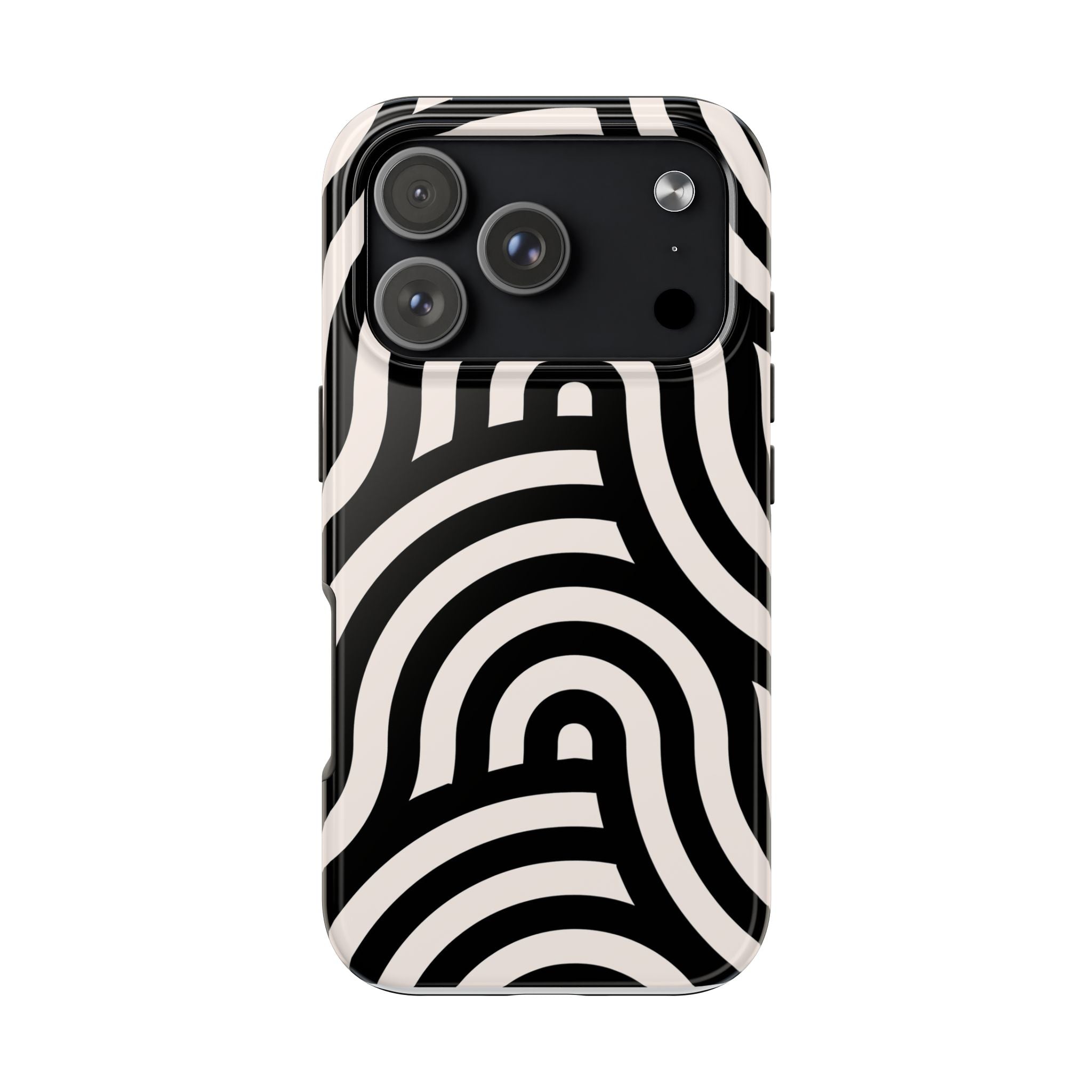 Noir Wave | Black & Cream Retro Curve Phone Case