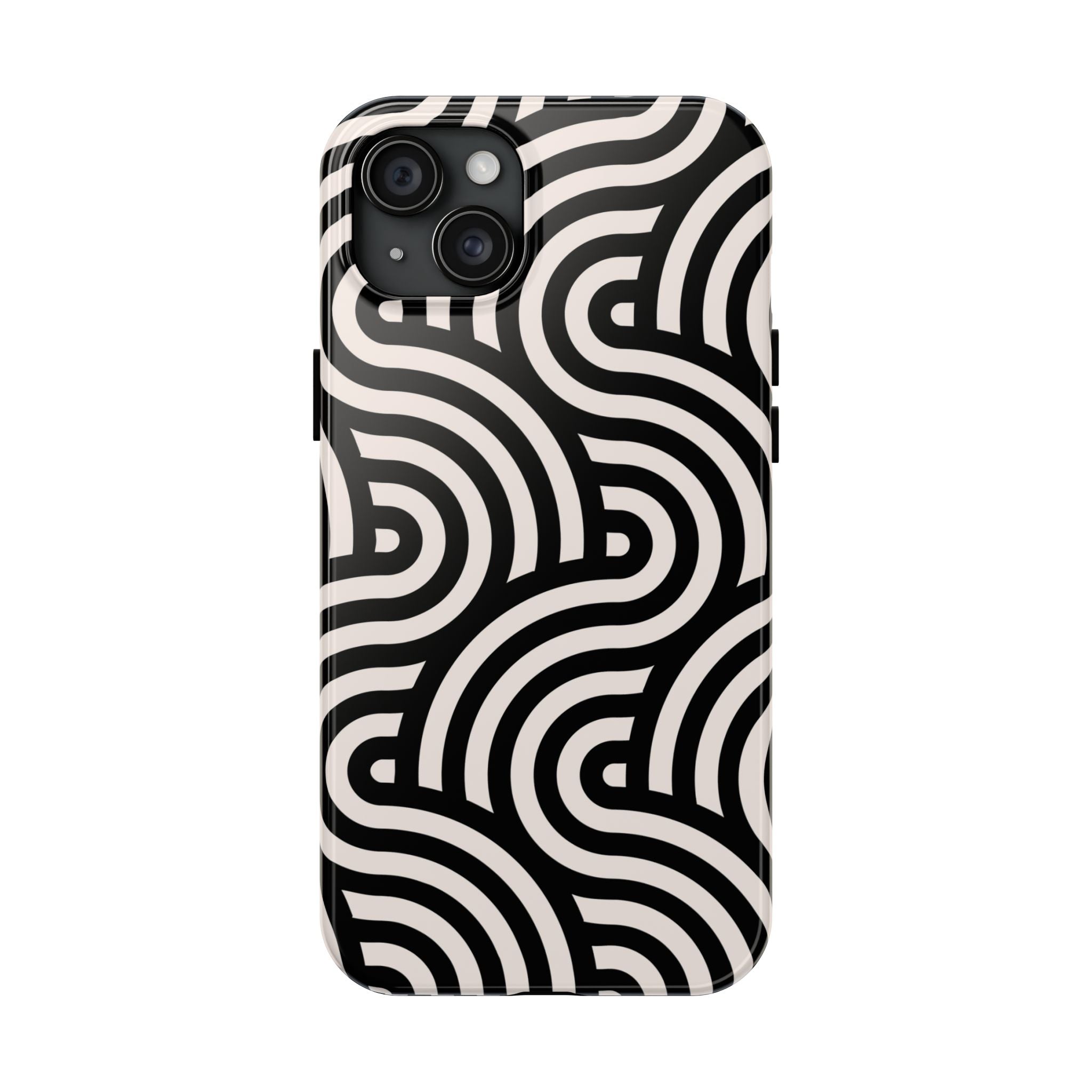 Maroon & Blush Striped Tough Phone Case — Durable Protective iPhone Cover