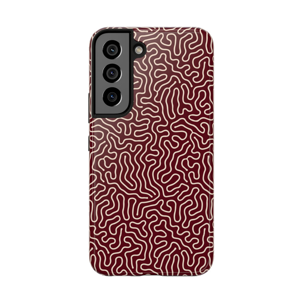 Crimson Reverie | Burgundy Abstract Line Phone Case