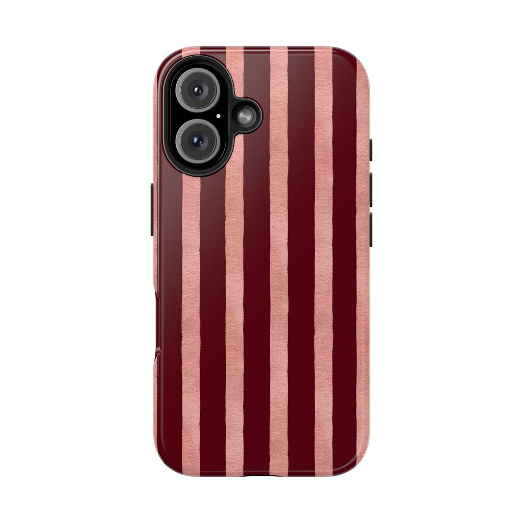 Blush Column | Burgundy & Soft Pink Stripe Phone Case