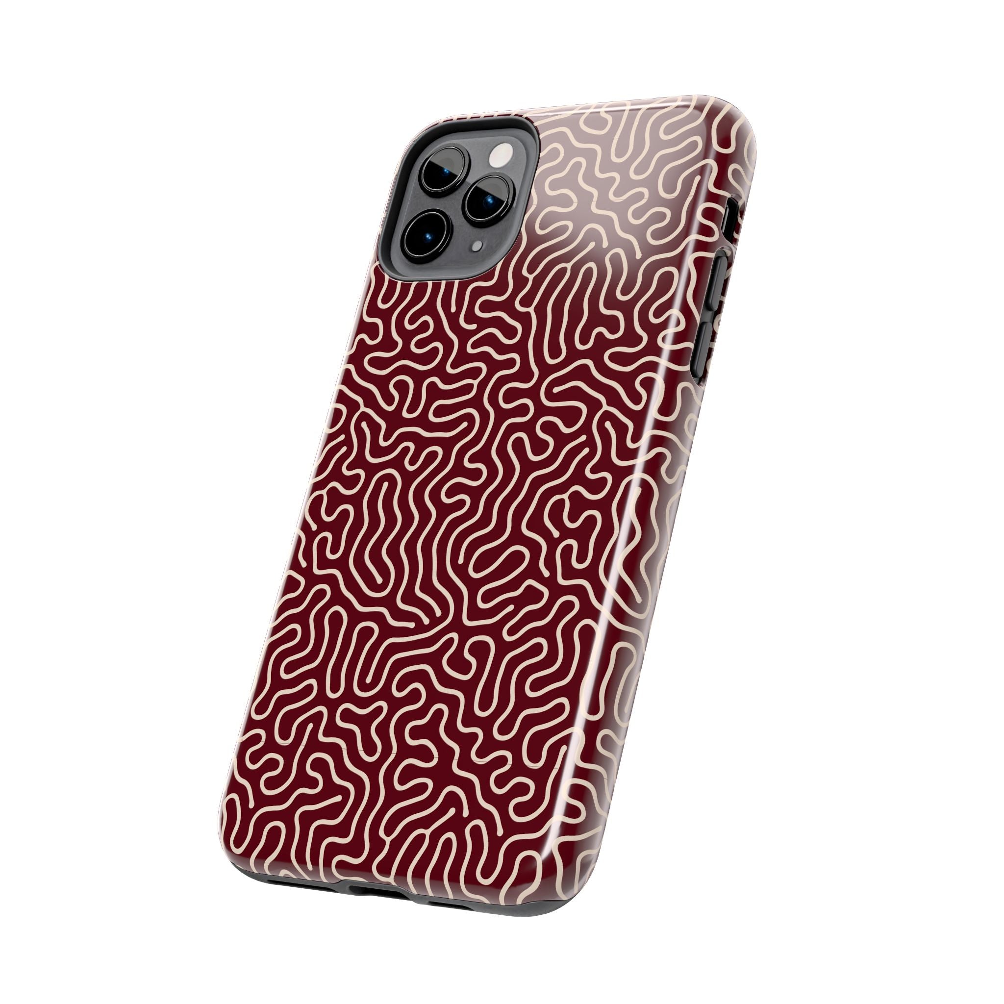 Crimson Reverie | Burgundy Abstract Line Phone Case