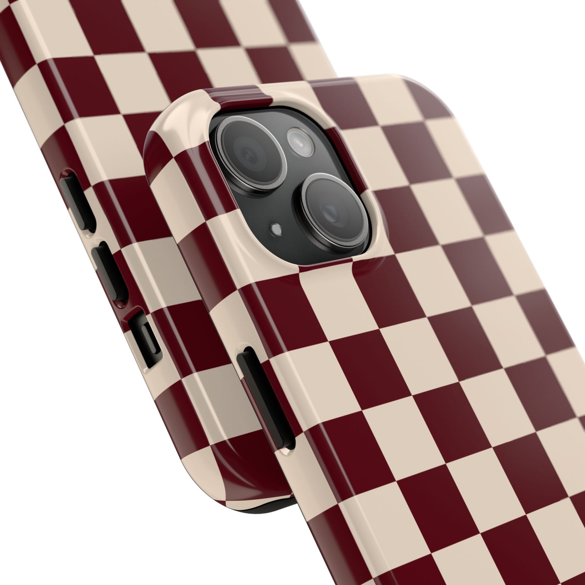 Parlor Check | Burgundy & Cream Checker Phone Case