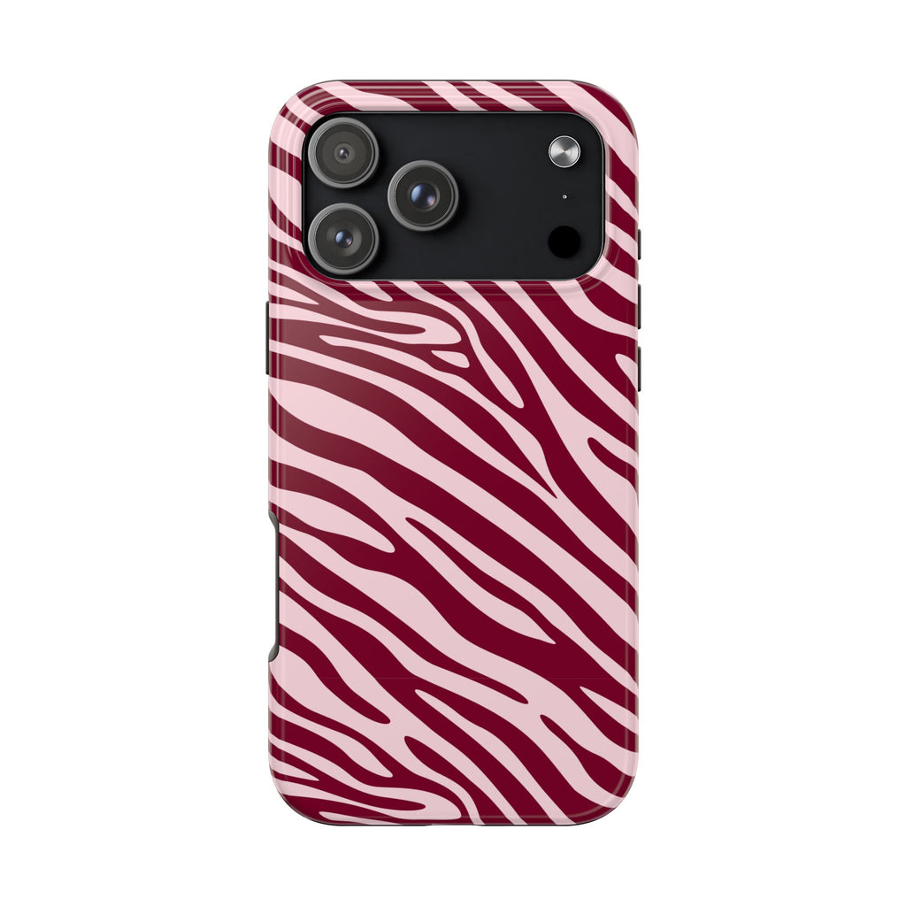 Velvet Zebra | Burgundy Zebra Print Tough Phone Case