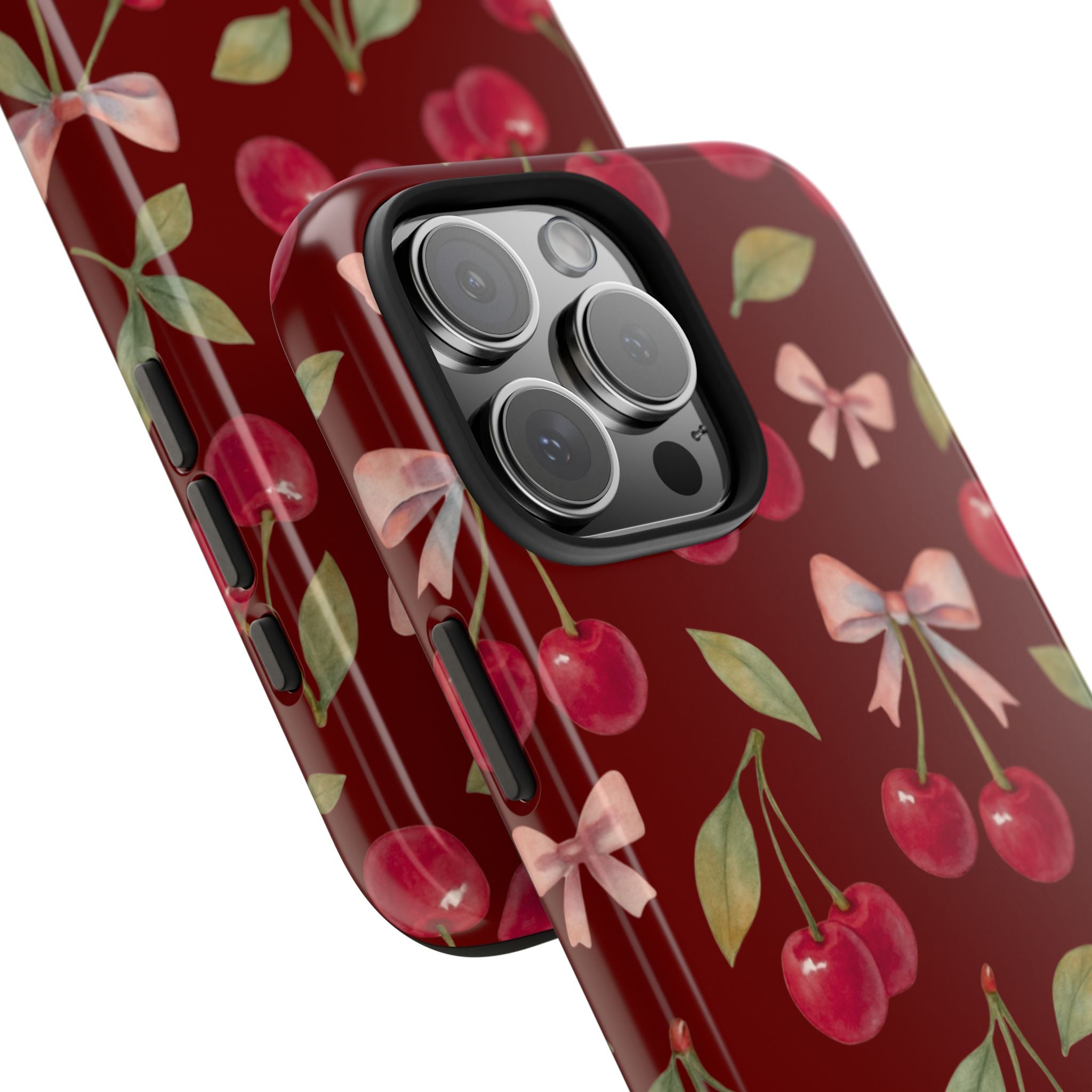 Cherry Kiss | Cherry Bow Print Tough Phone Case