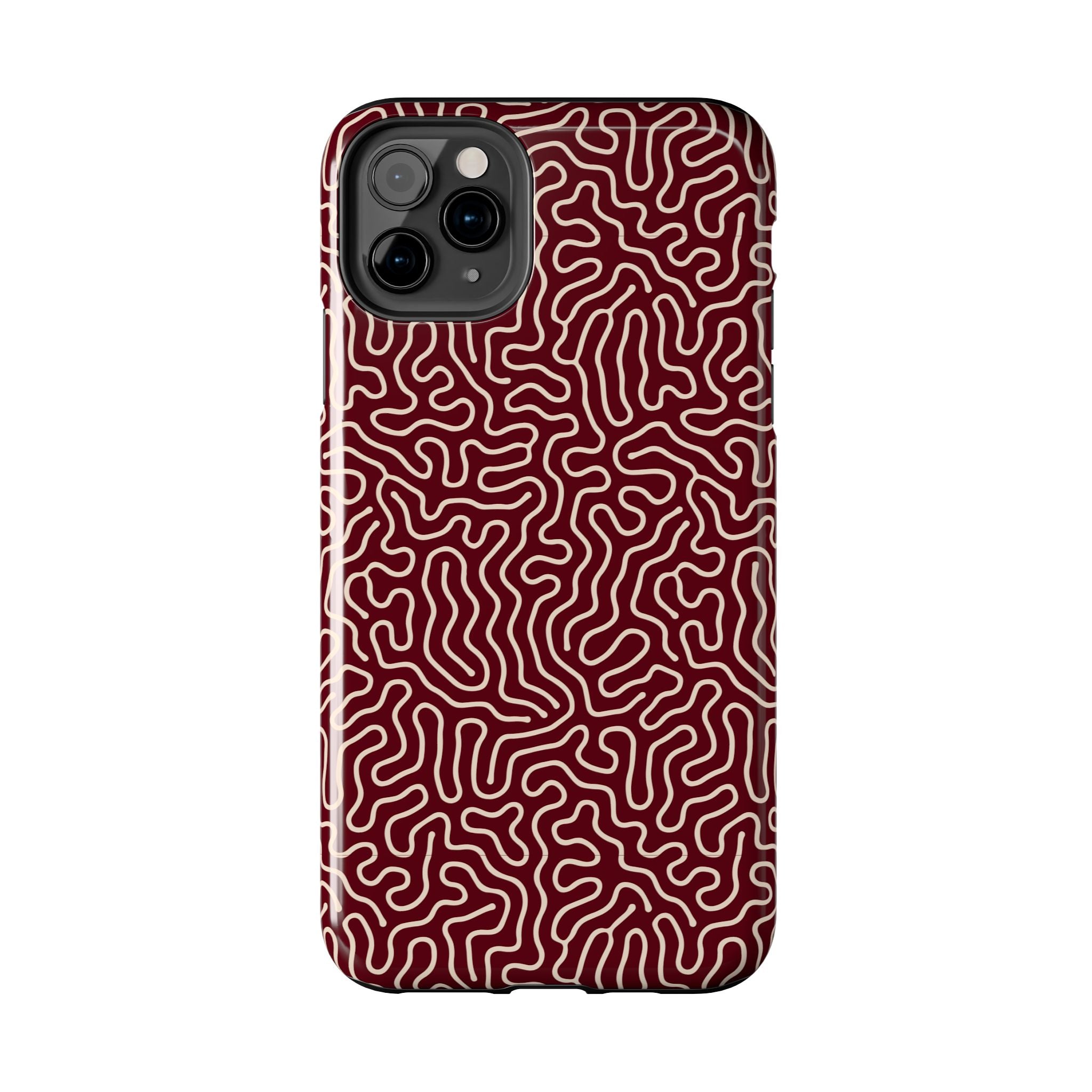 Crimson Reverie | Burgundy Abstract Line Phone Case
