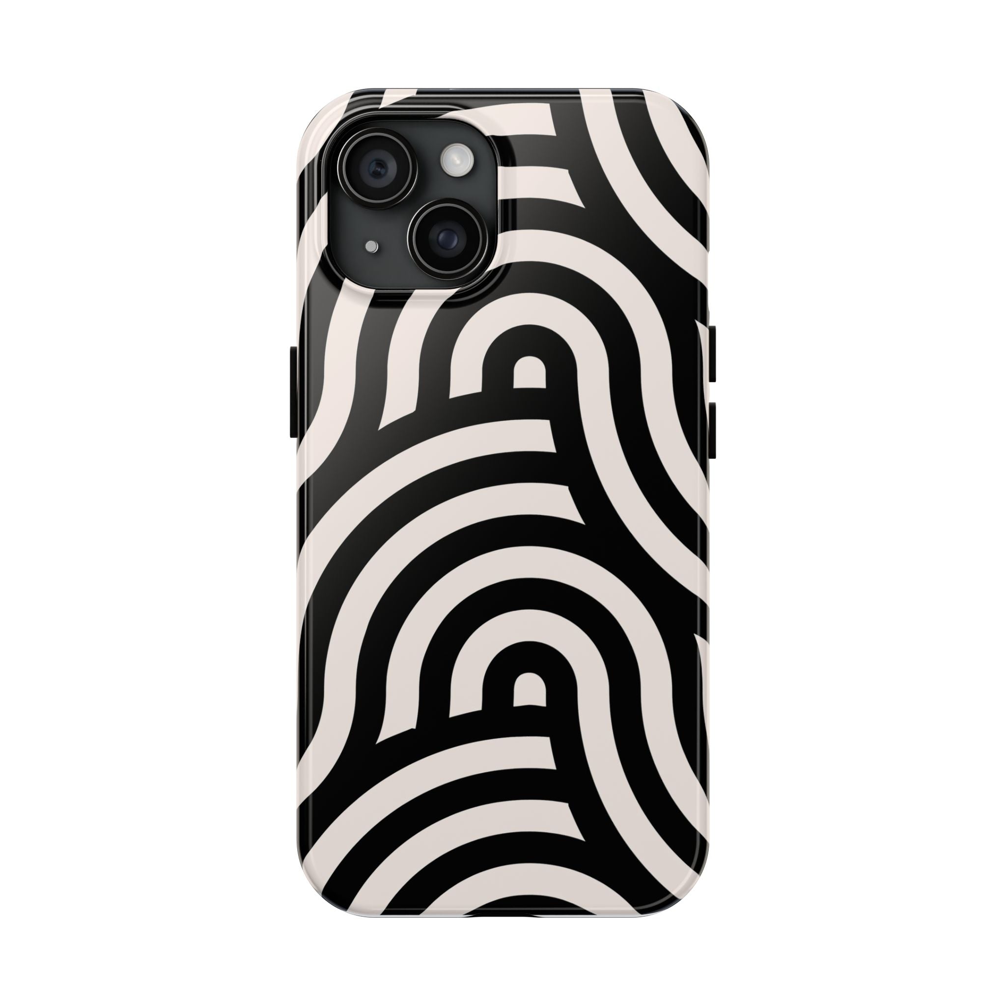 Noir Wave | Black & Cream Retro Curve Phone Case