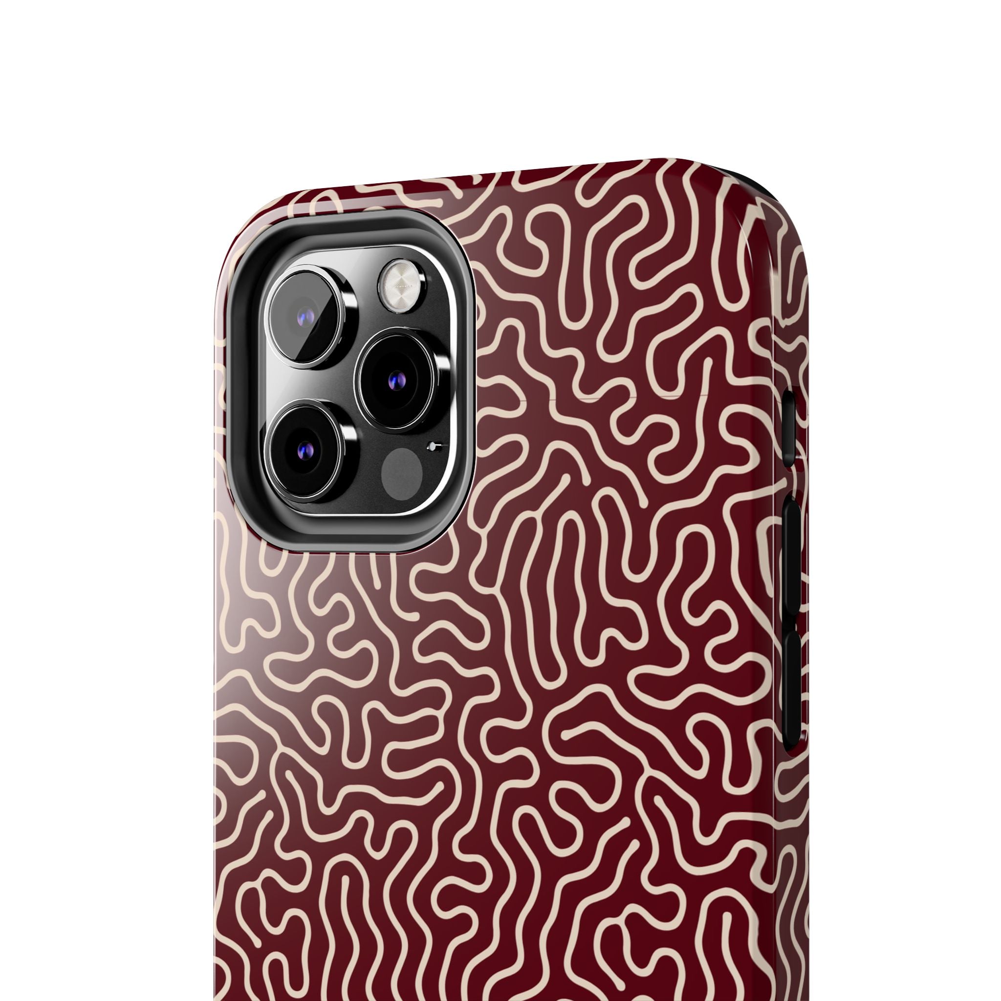 Crimson Reverie | Burgundy Abstract Line Phone Case