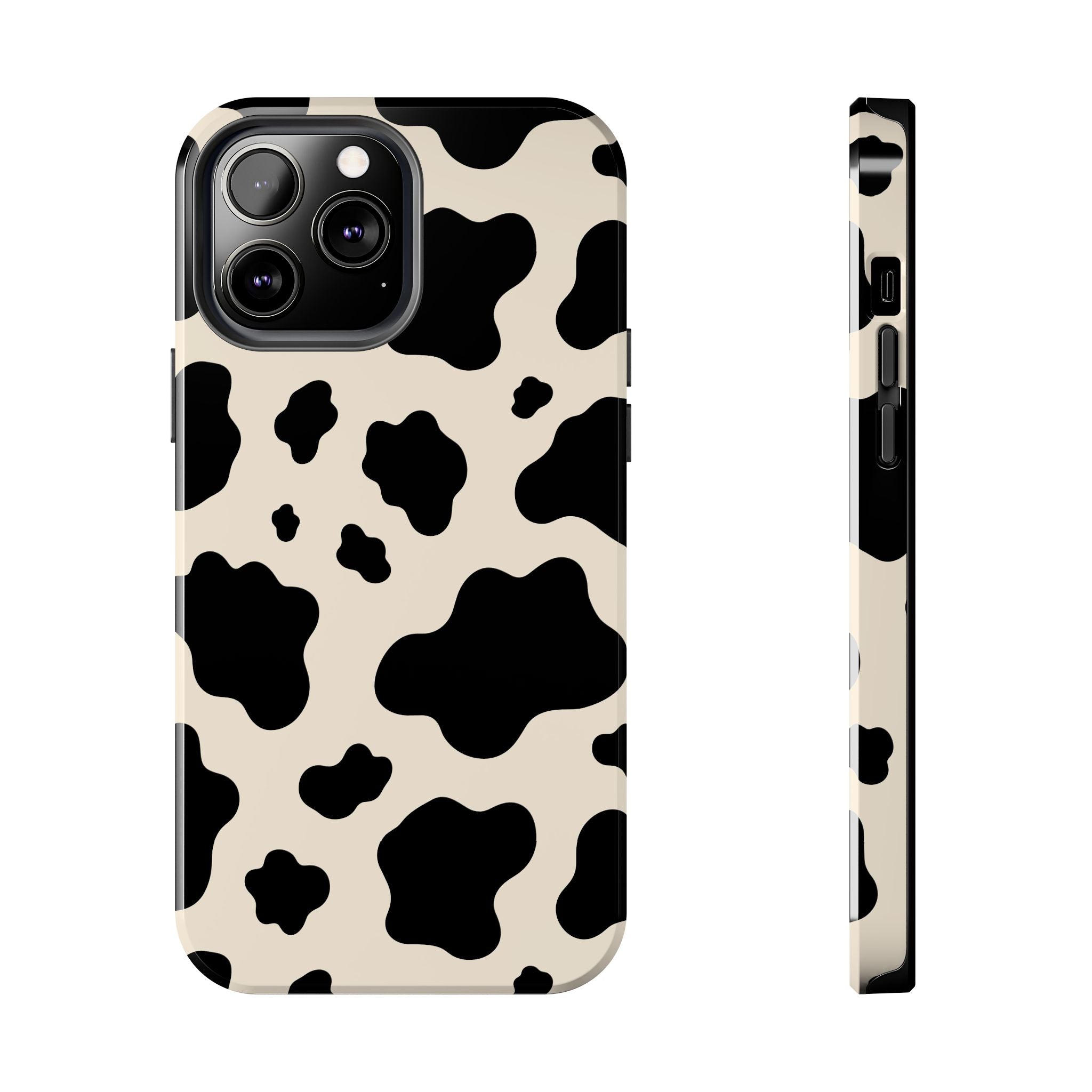 Cream Cow | Black & Cream Cow Print Phone Case