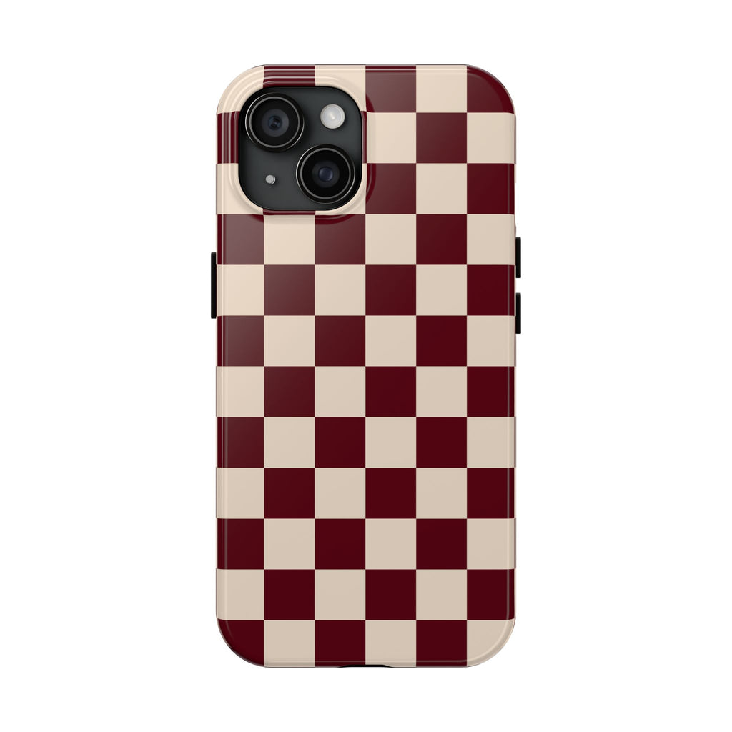 Parlor Check | Burgundy & Cream Checker Phone Case
