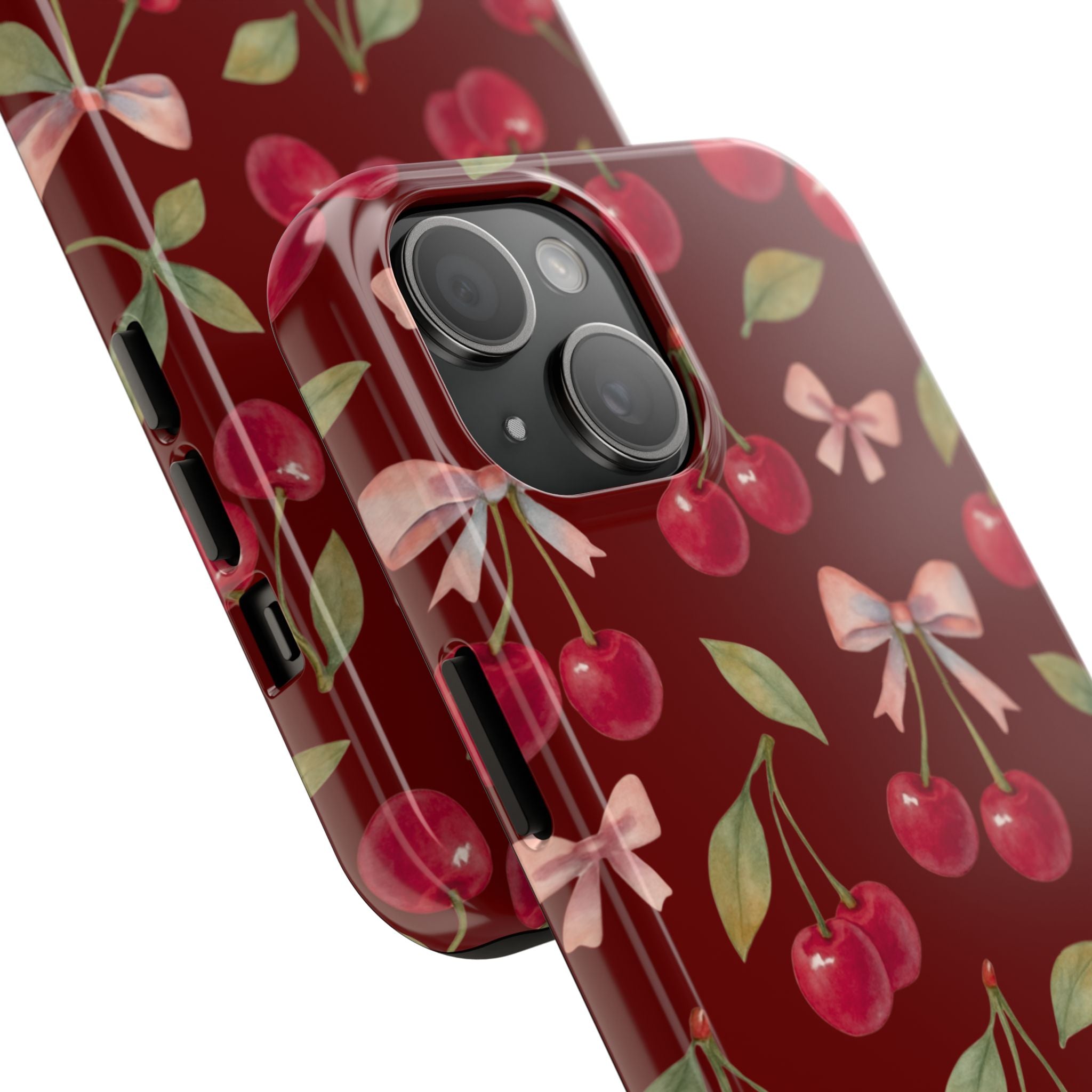 Cherry Kiss | Cherry Bow Print Tough Phone Case