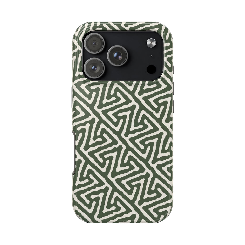 Olive Maze | Sage Geometric Line Phone Case