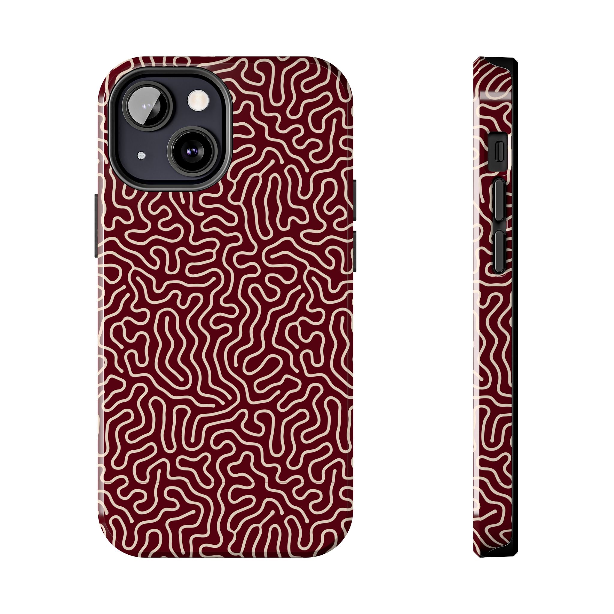 Crimson Reverie | Burgundy Abstract Line Phone Case