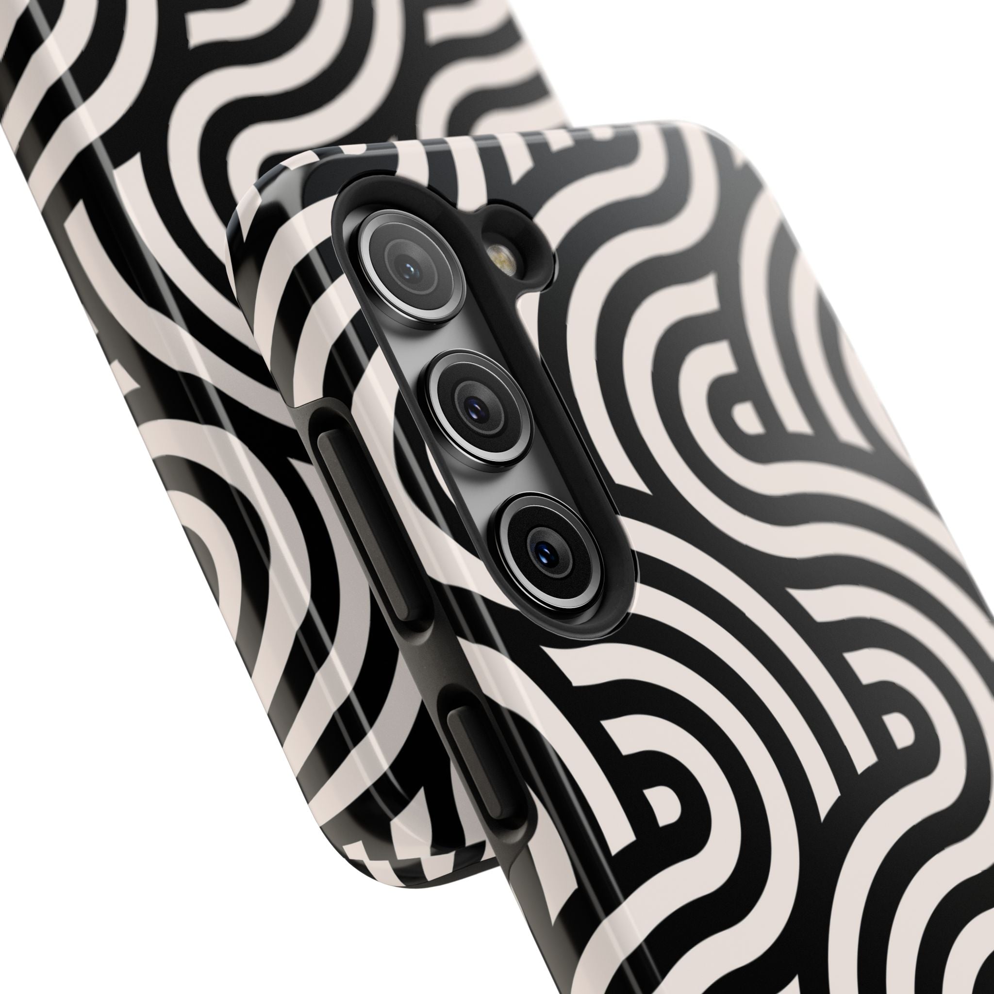 Maroon & Blush Striped Tough Phone Case — Durable Protective iPhone Cover