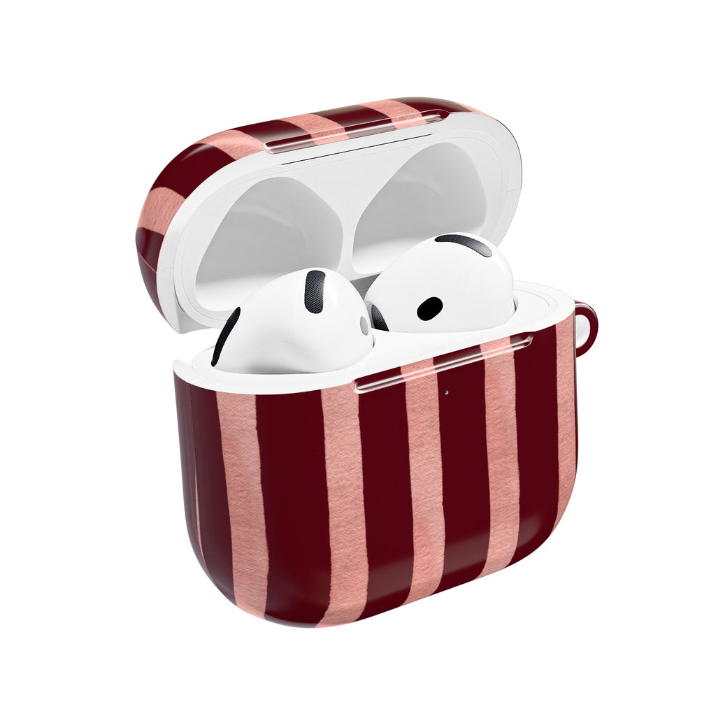 Blush Column | Burgundy & Soft Pink Stripe AirPods Case