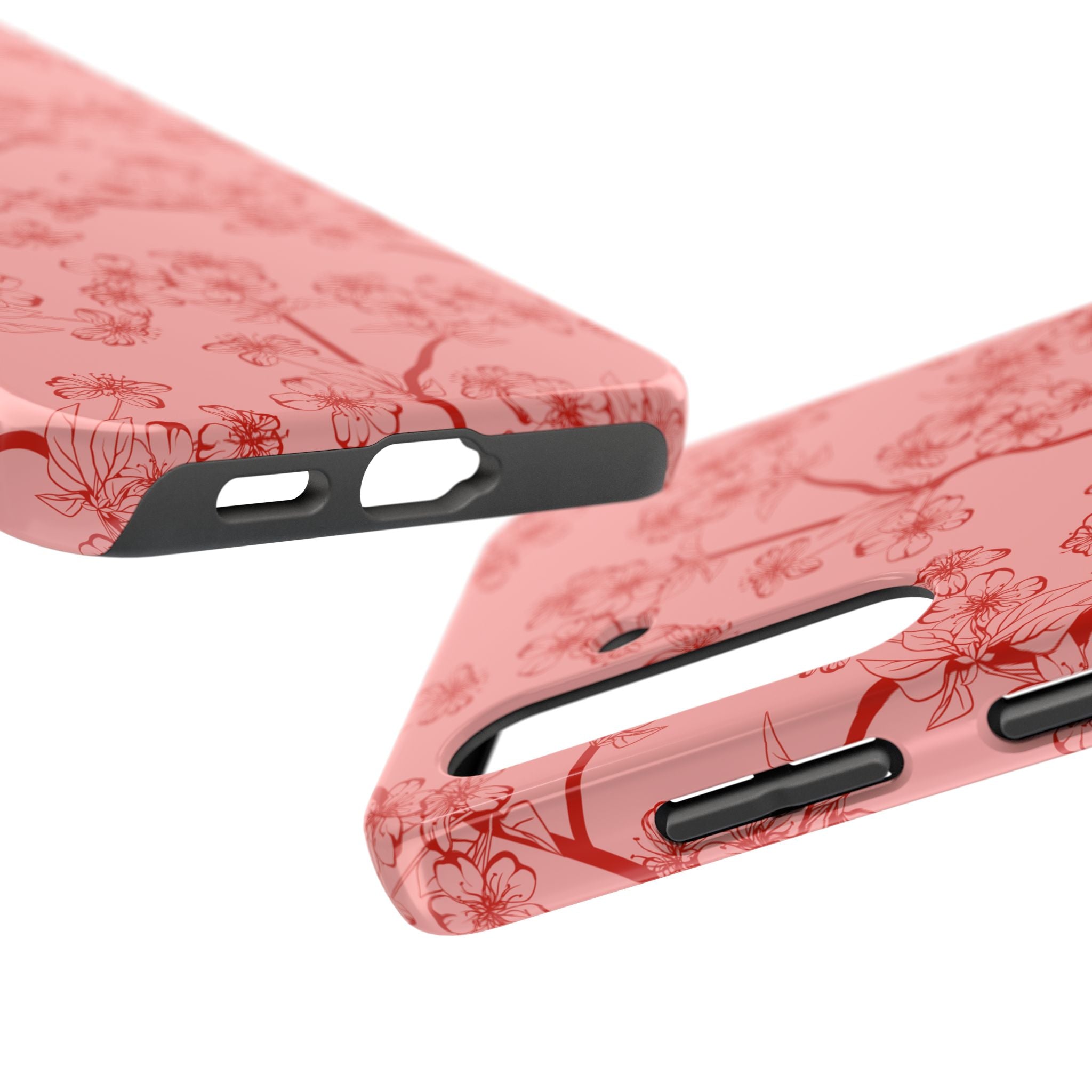 Maroon & Blush Striped Tough Phone Case — Durable Protective iPhone Cover