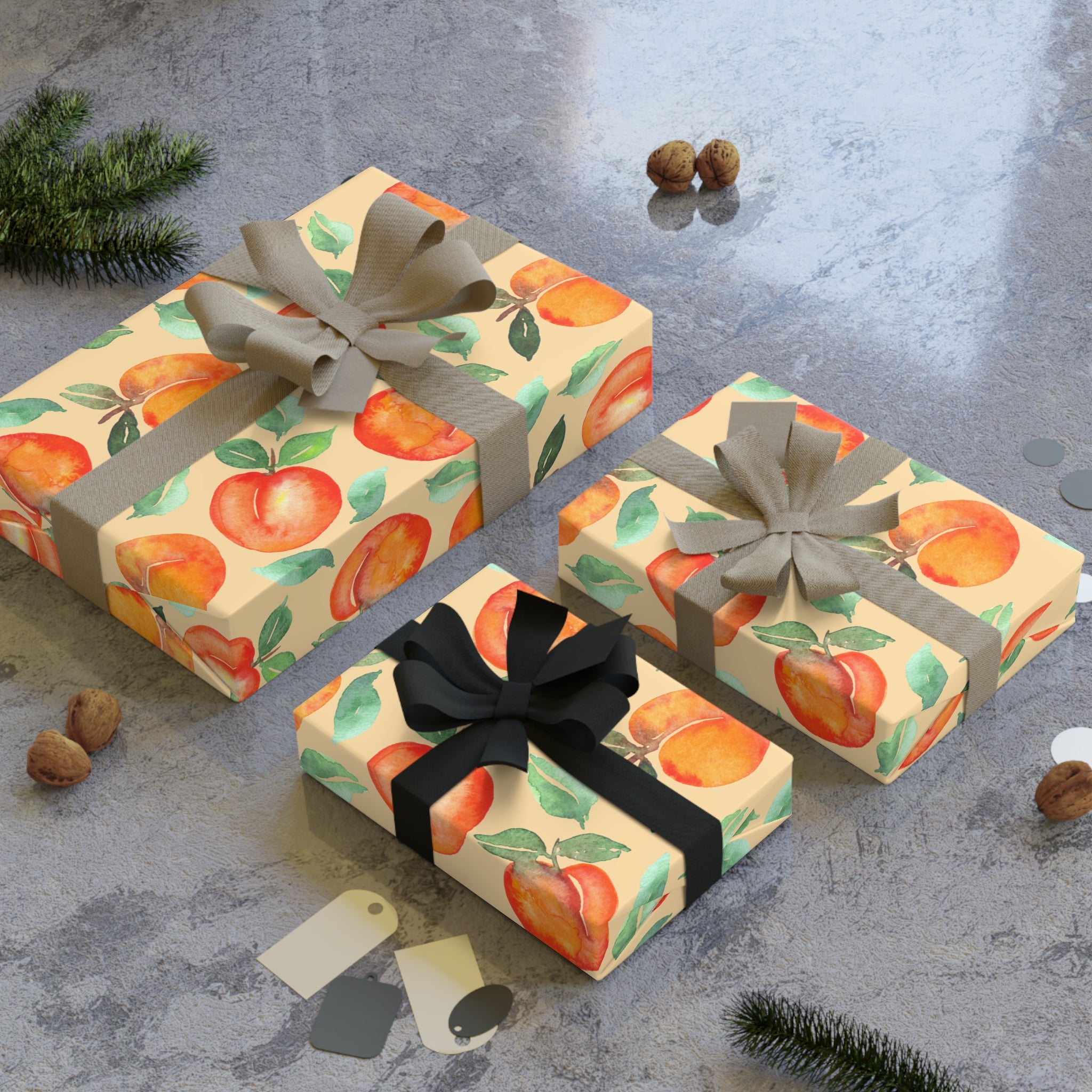 Peach Study | Watercolor Peach Pattern Wrapping Paper