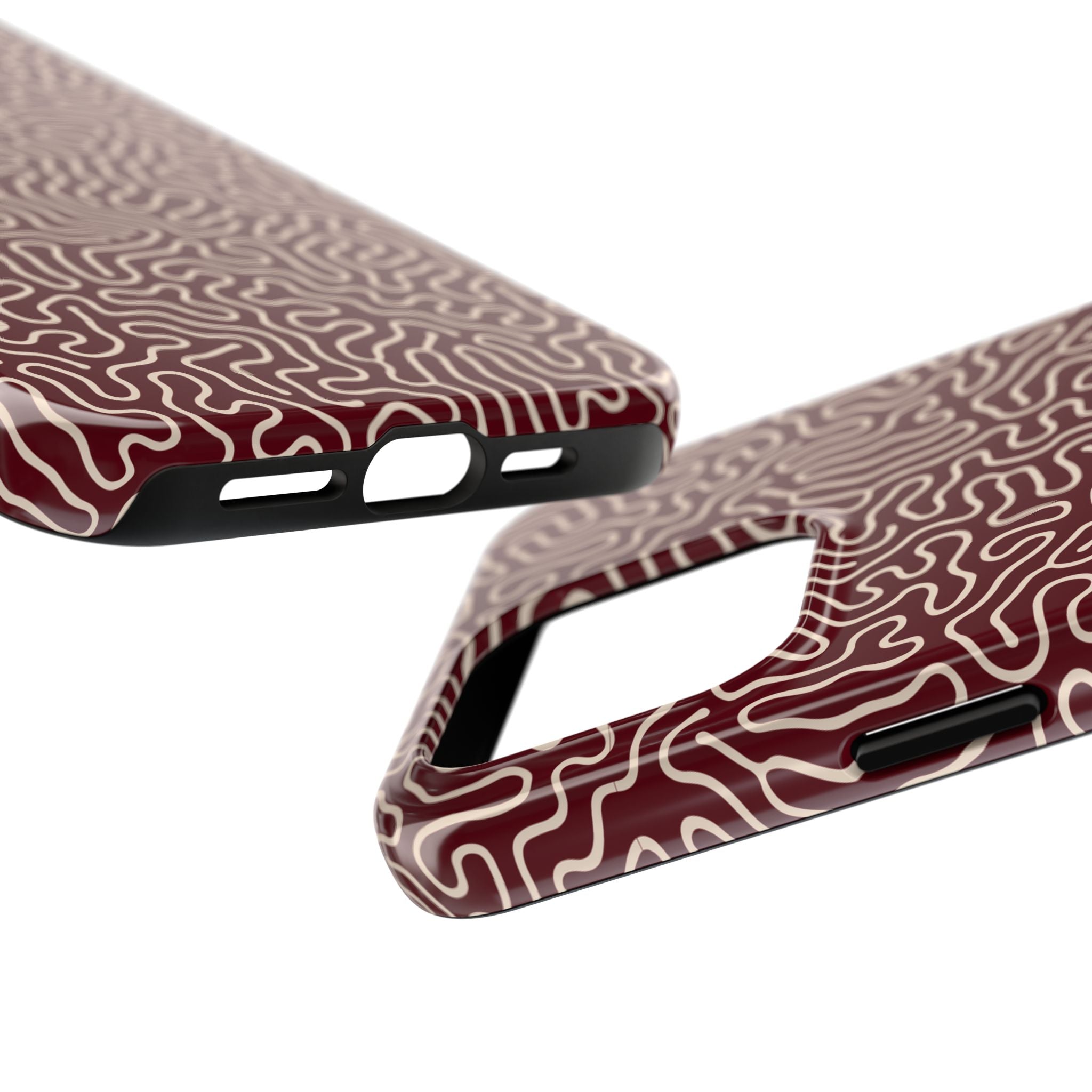 Crimson Reverie | Burgundy Abstract Line Phone Case