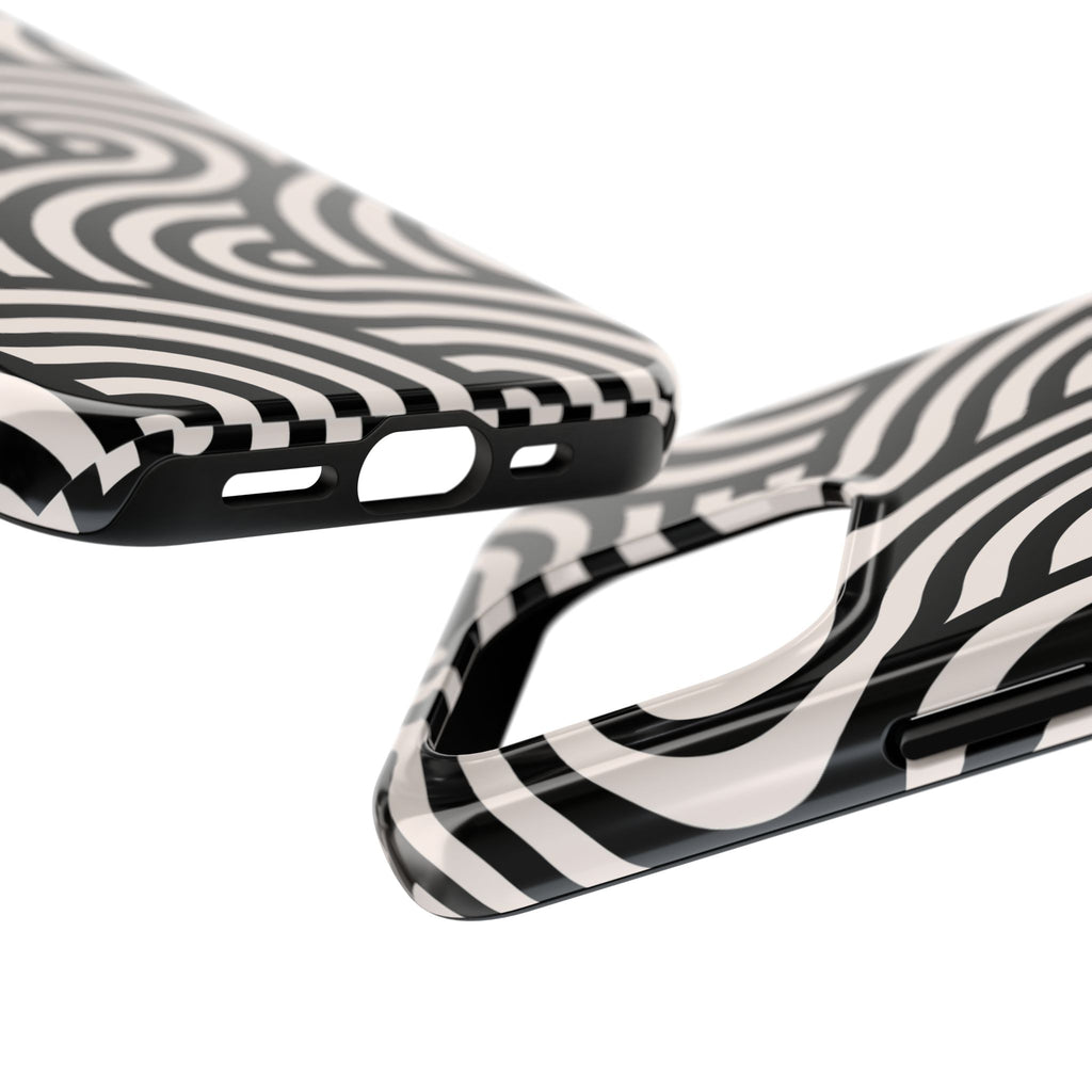 Maroon & Blush Striped Tough Phone Case — Durable Protective iPhone Cover