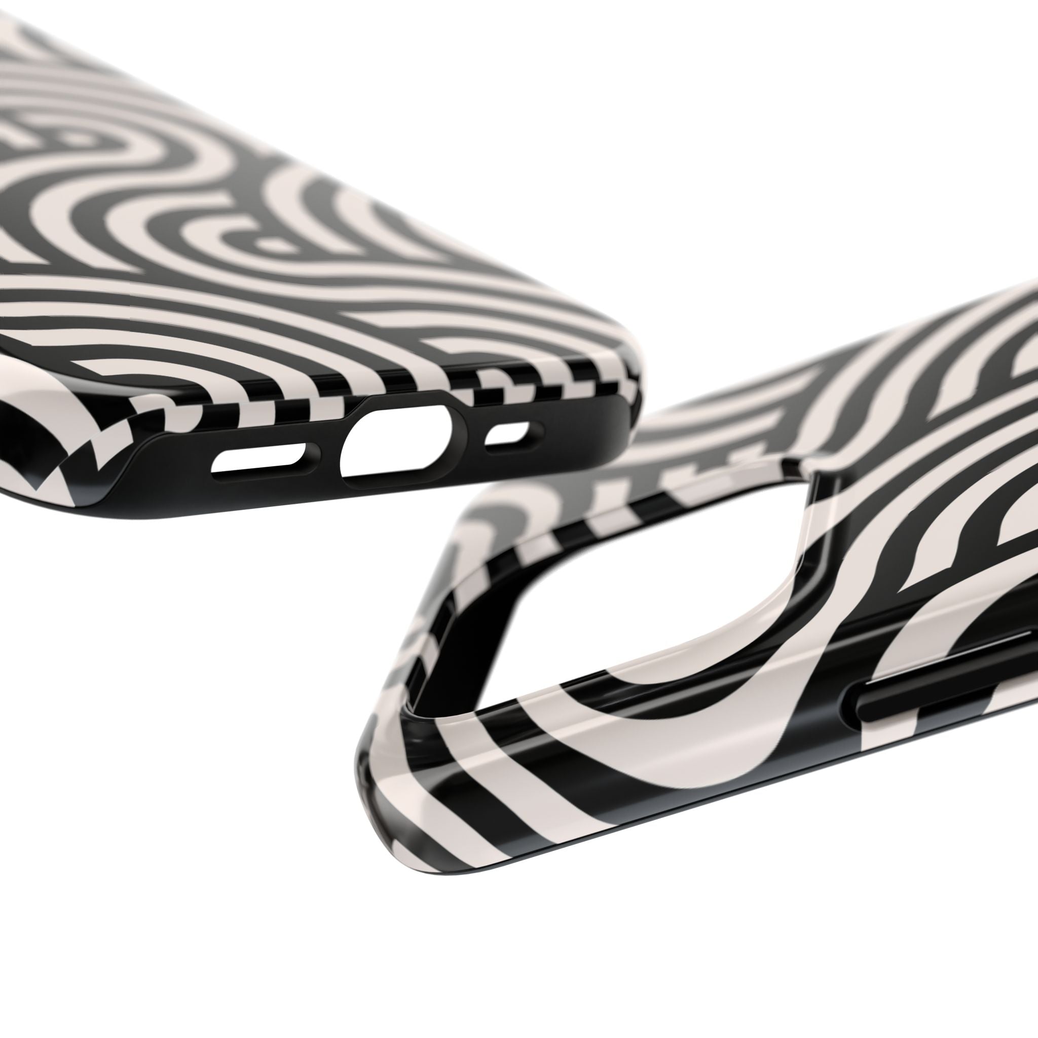 Maroon & Blush Striped Tough Phone Case — Durable Protective iPhone Cover