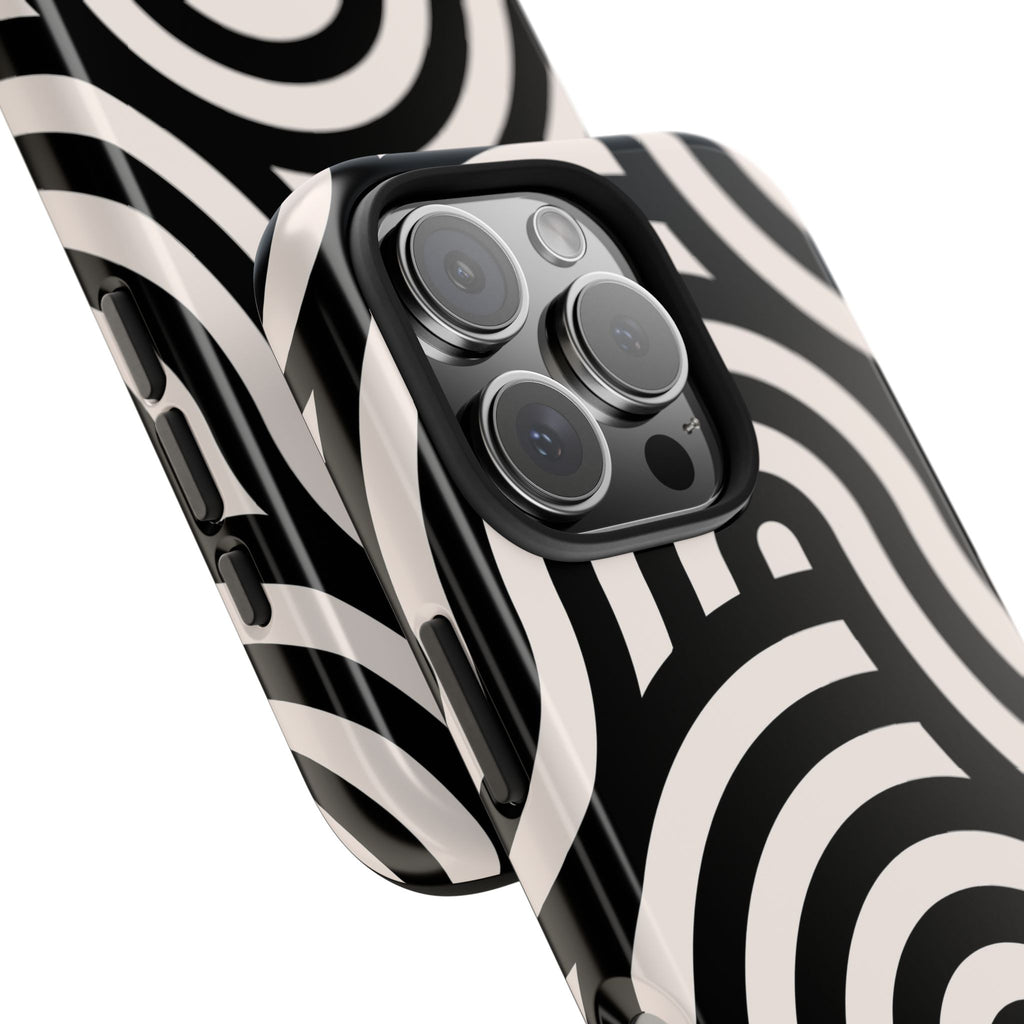 Noir Wave | Black & Cream Retro Curve Phone Case