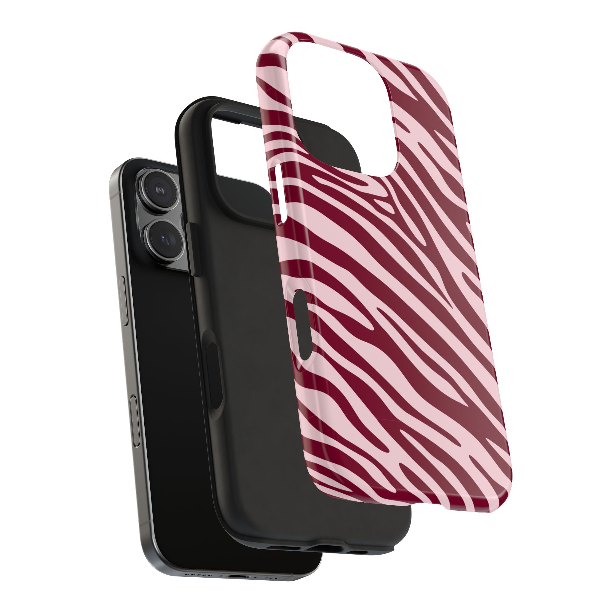 Velvet Zebra | Burgundy Zebra Print Tough Phone Case