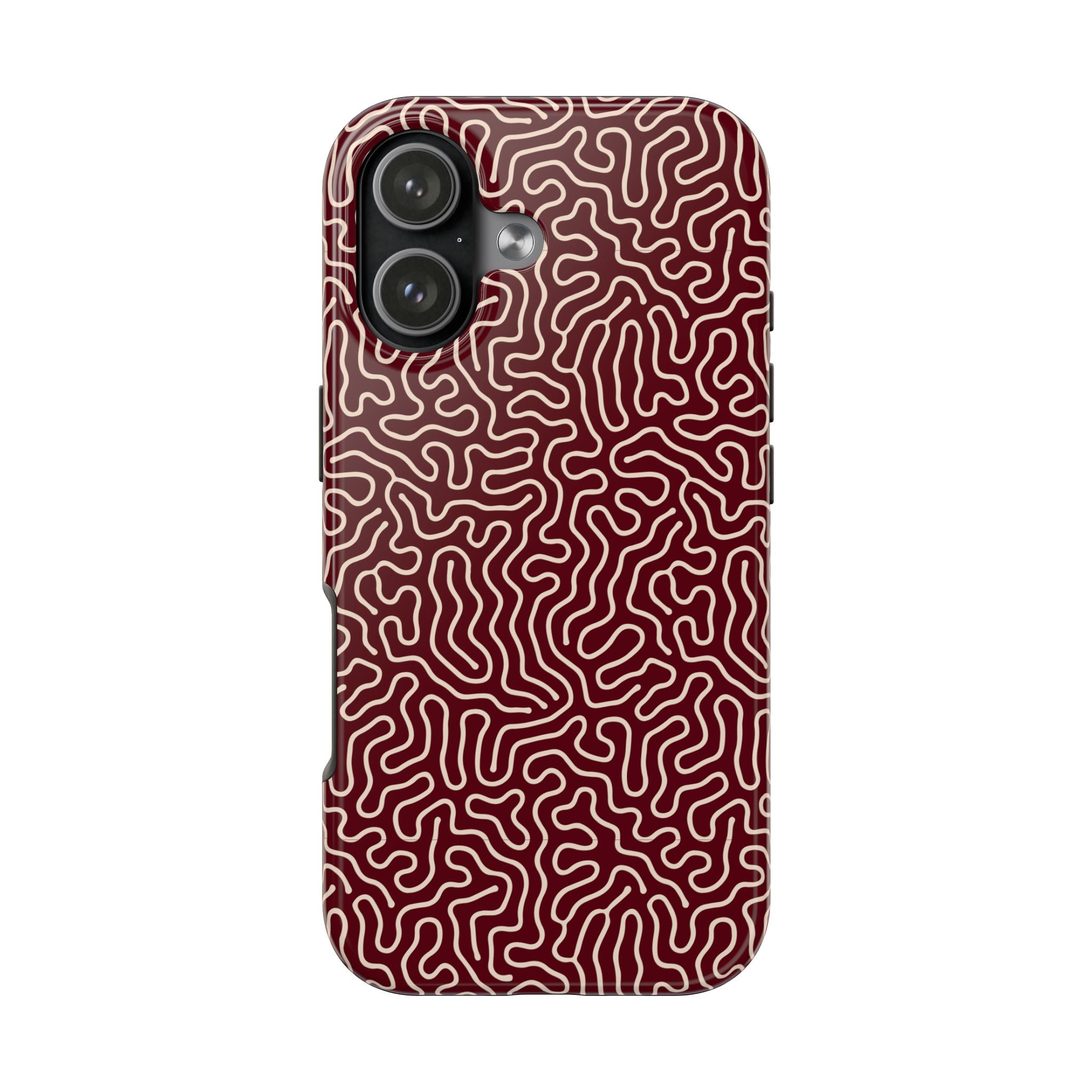 Crimson Reverie | Burgundy Abstract Line Phone Case