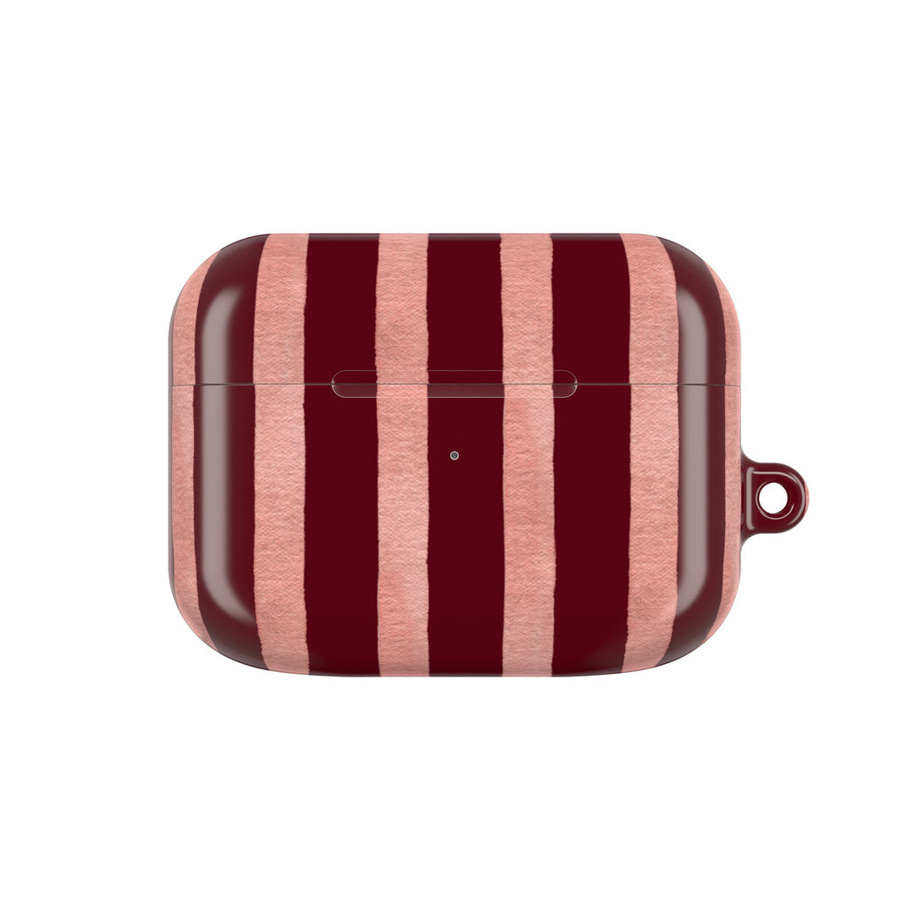 Blush Column | Burgundy & Soft Pink Stripe AirPods Case