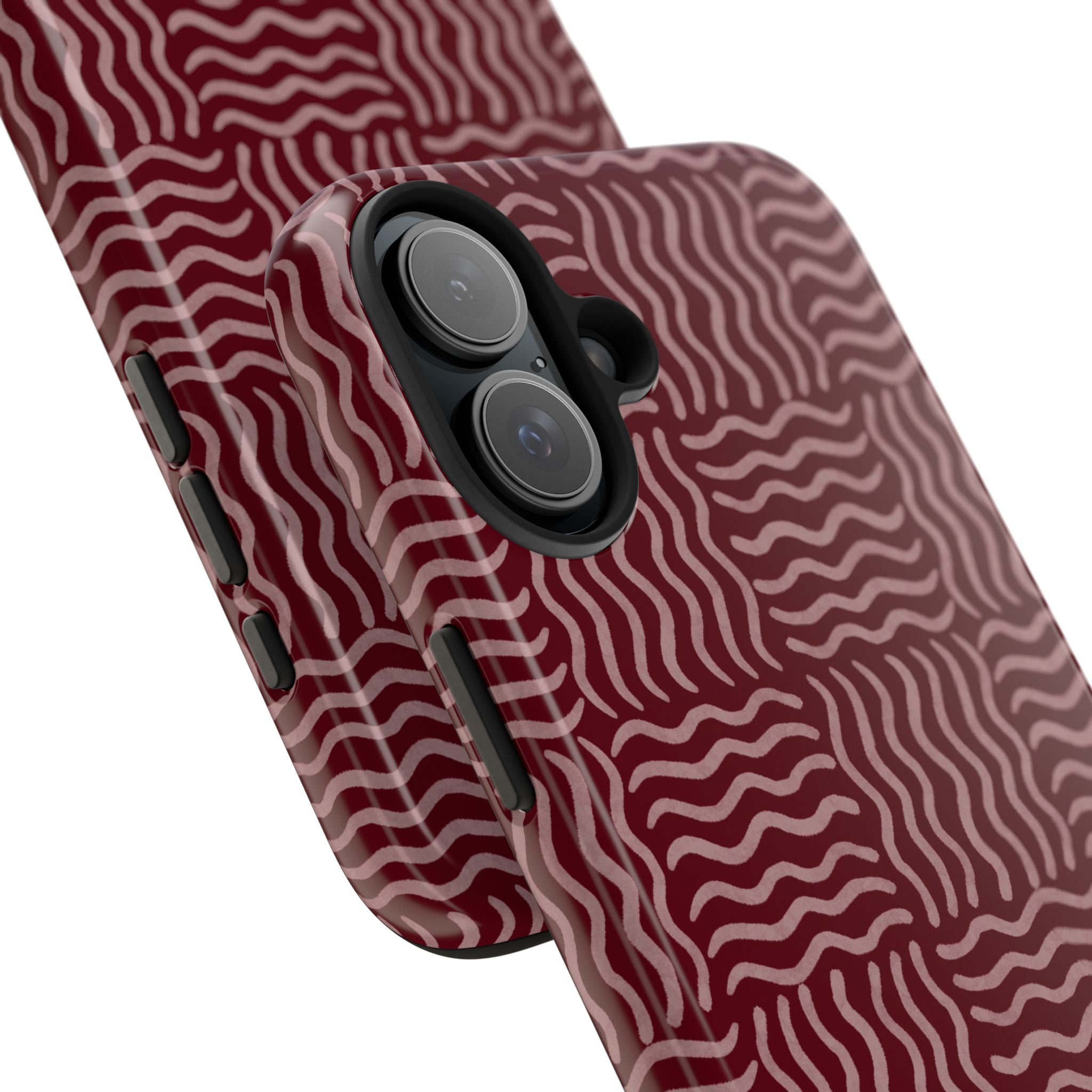 Rhythm & Form | Burgundy Wavy Grid Phone Case