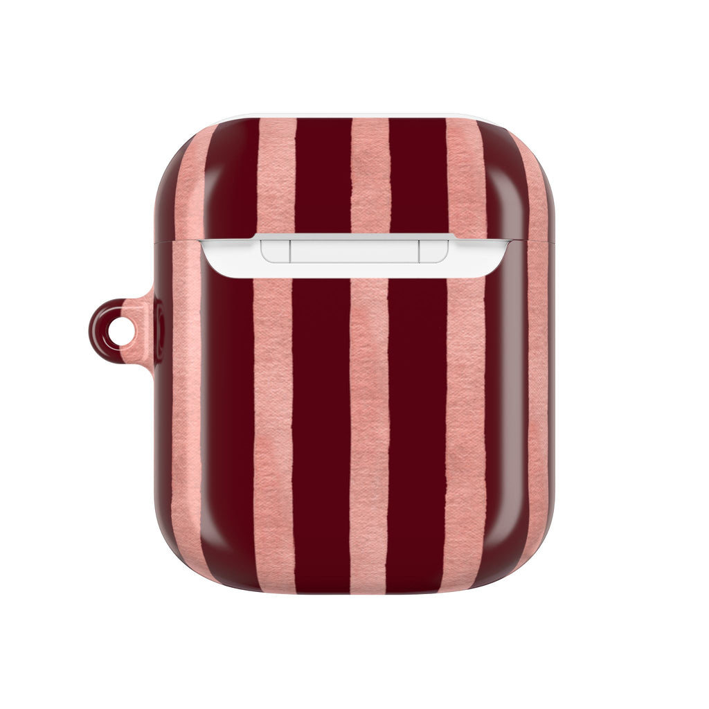 Blush Column | Burgundy & Soft Pink Stripe AirPods Case