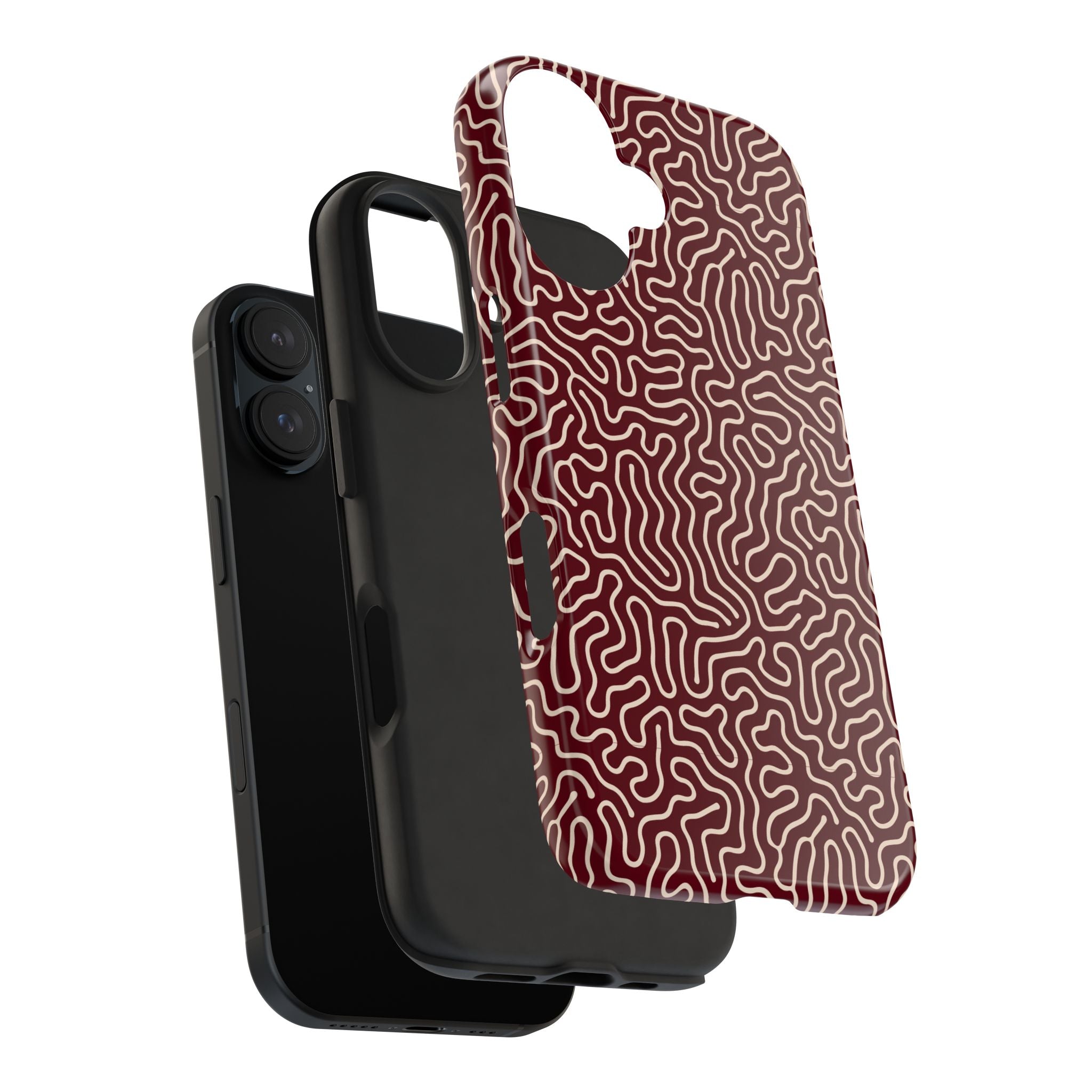 Crimson Reverie | Burgundy Abstract Line Phone Case