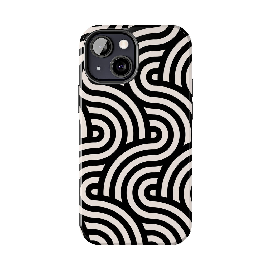 Maroon & Blush Striped Tough Phone Case — Durable Protective iPhone Cover