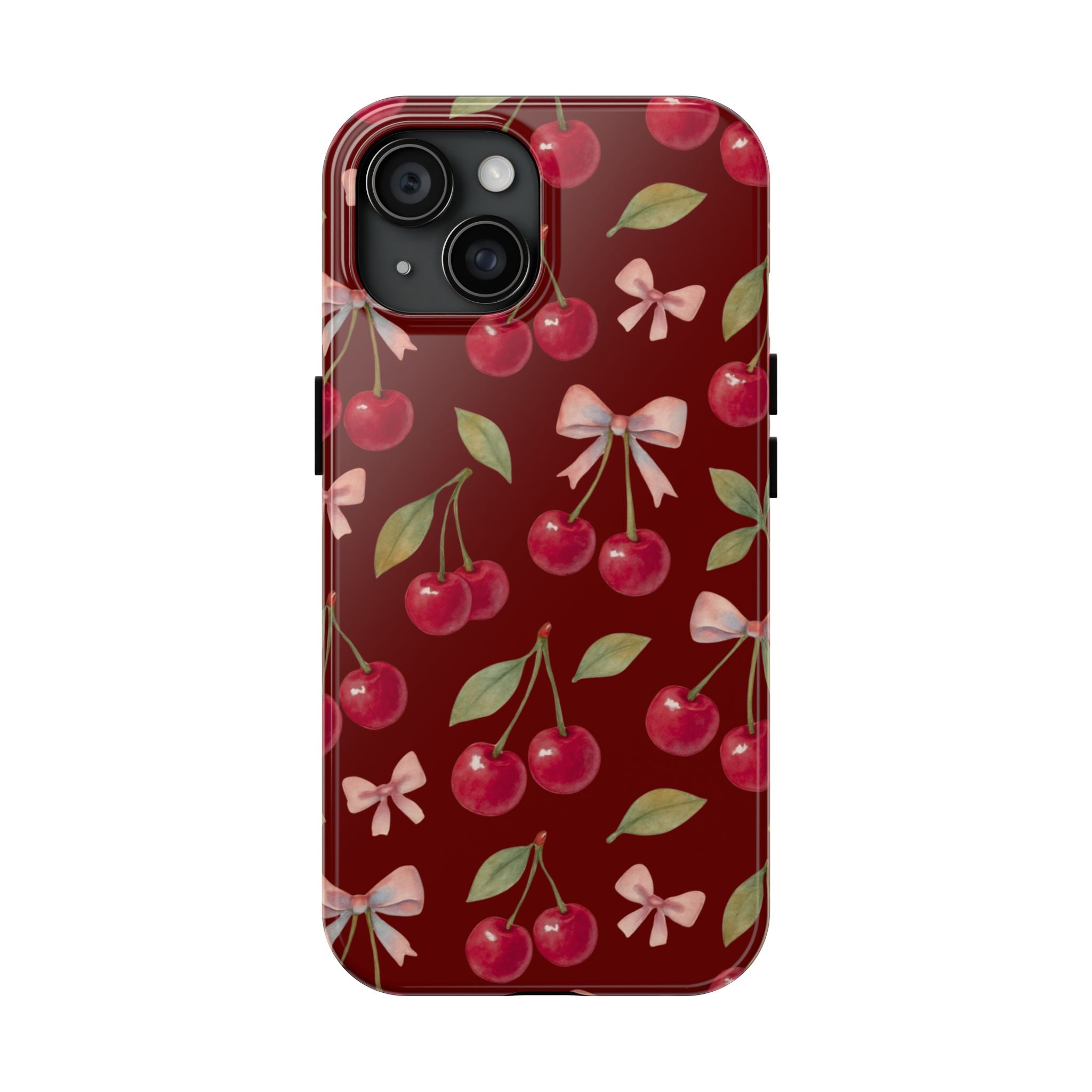 Cherry Kiss | Cherry Bow Print Tough Phone Case