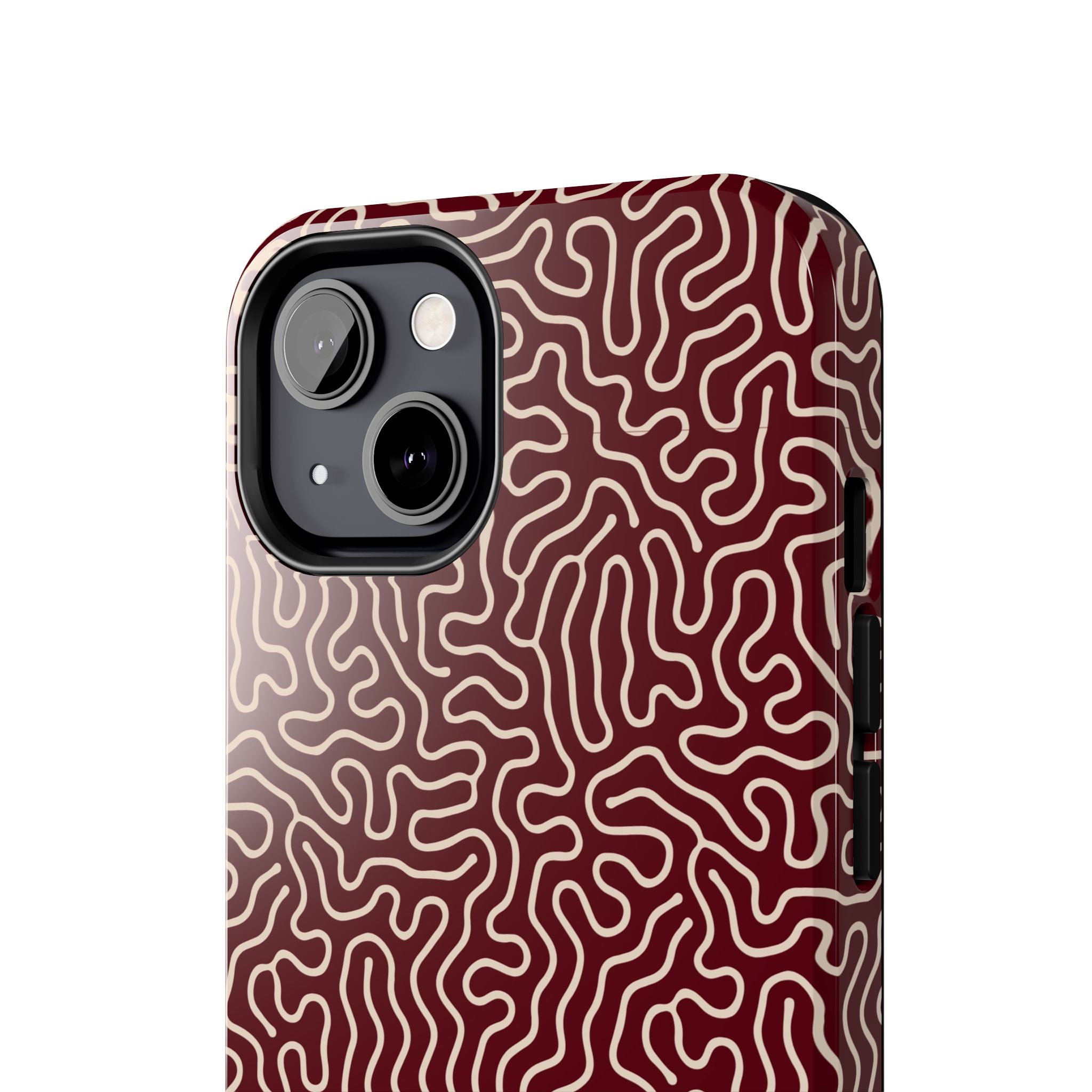 Crimson Reverie | Burgundy Abstract Line Phone Case