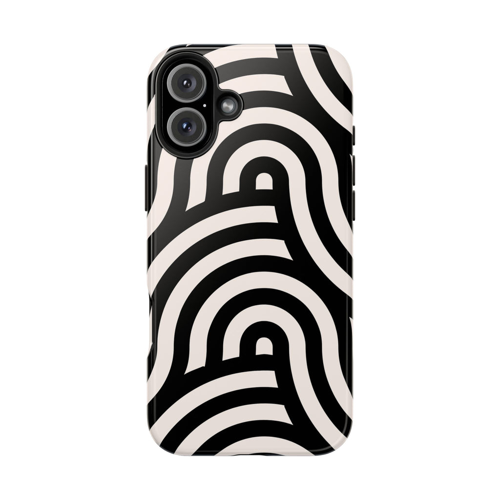 Noir Wave | Black & Cream Retro Curve Phone Case