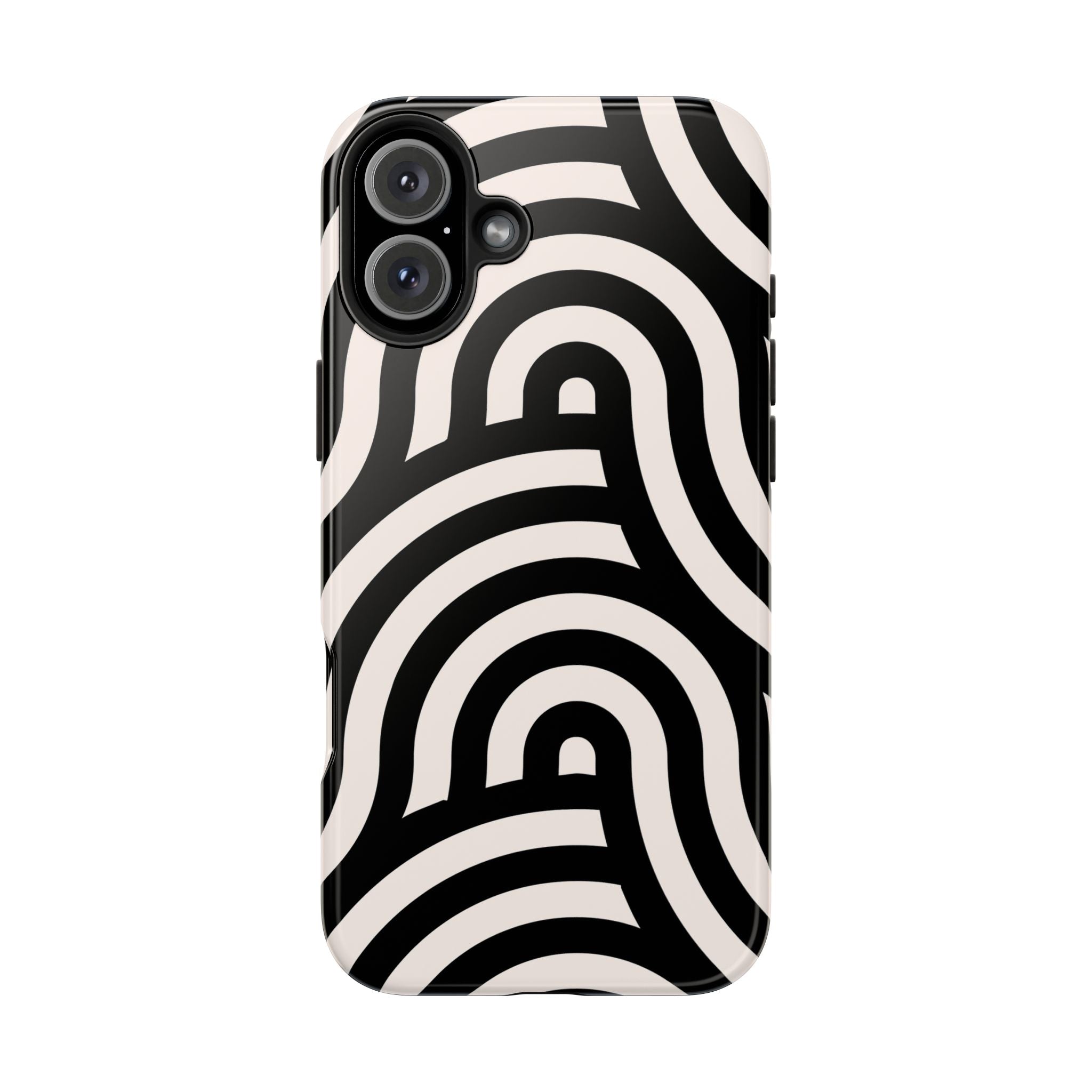 Noir Wave | Black & Cream Retro Curve Phone Case