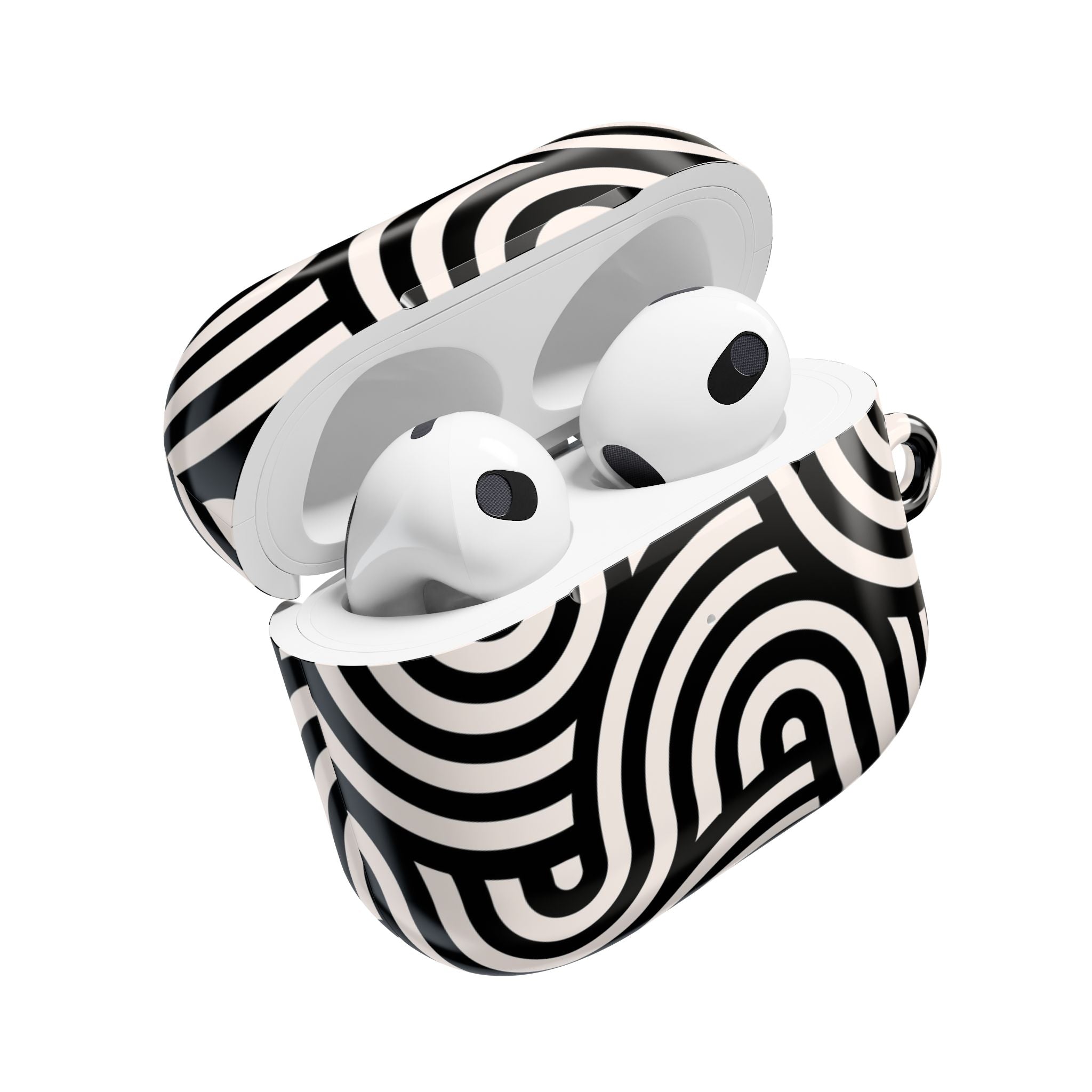 Noir Wave | Black & Cream Retro Curve AirPods Case