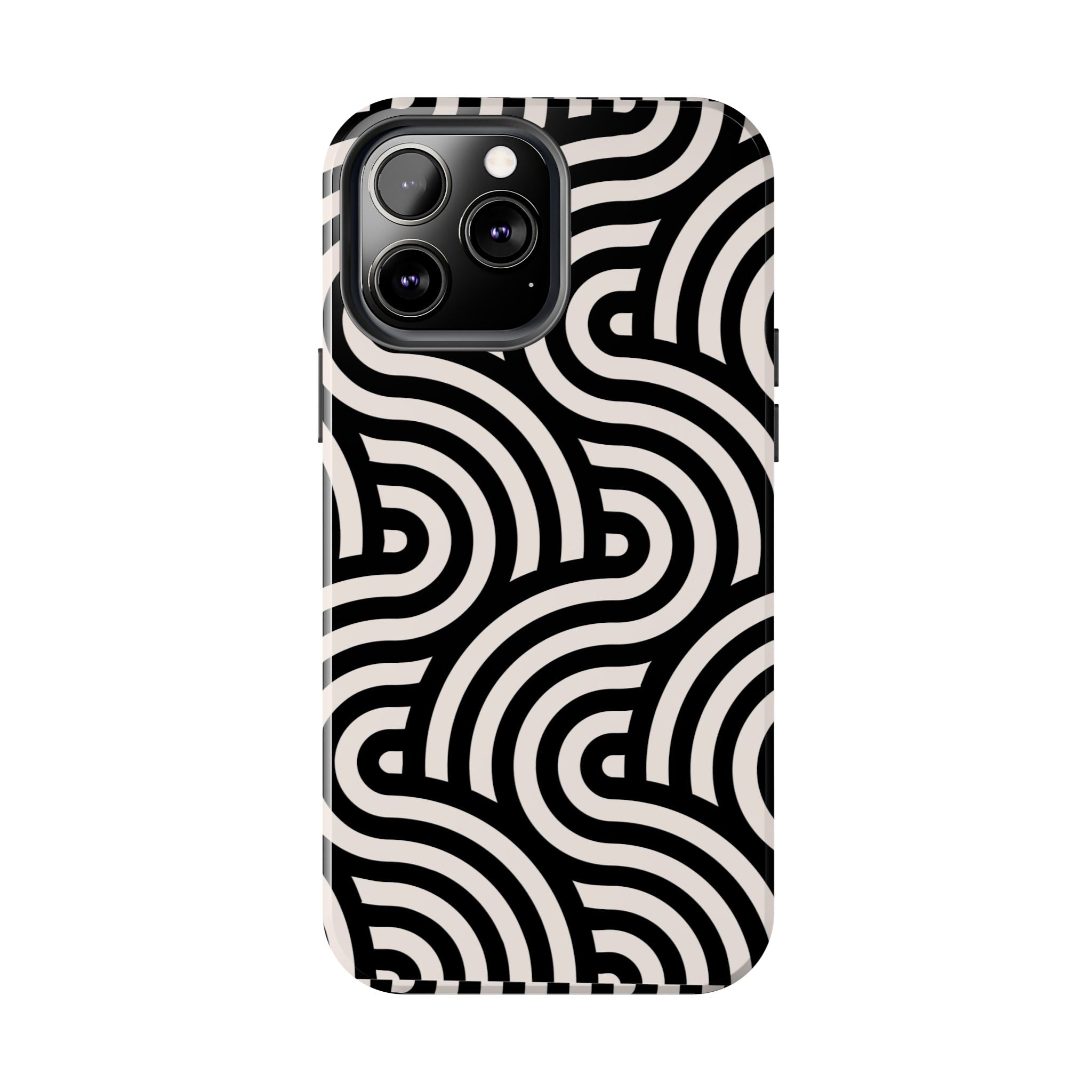 Maroon & Blush Striped Tough Phone Case — Durable Protective iPhone Cover