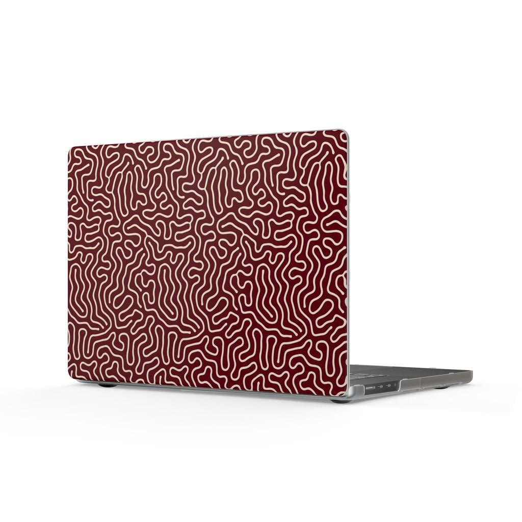 Crimson Reverie | Burgundy Abstract Line Laptop Sleeve