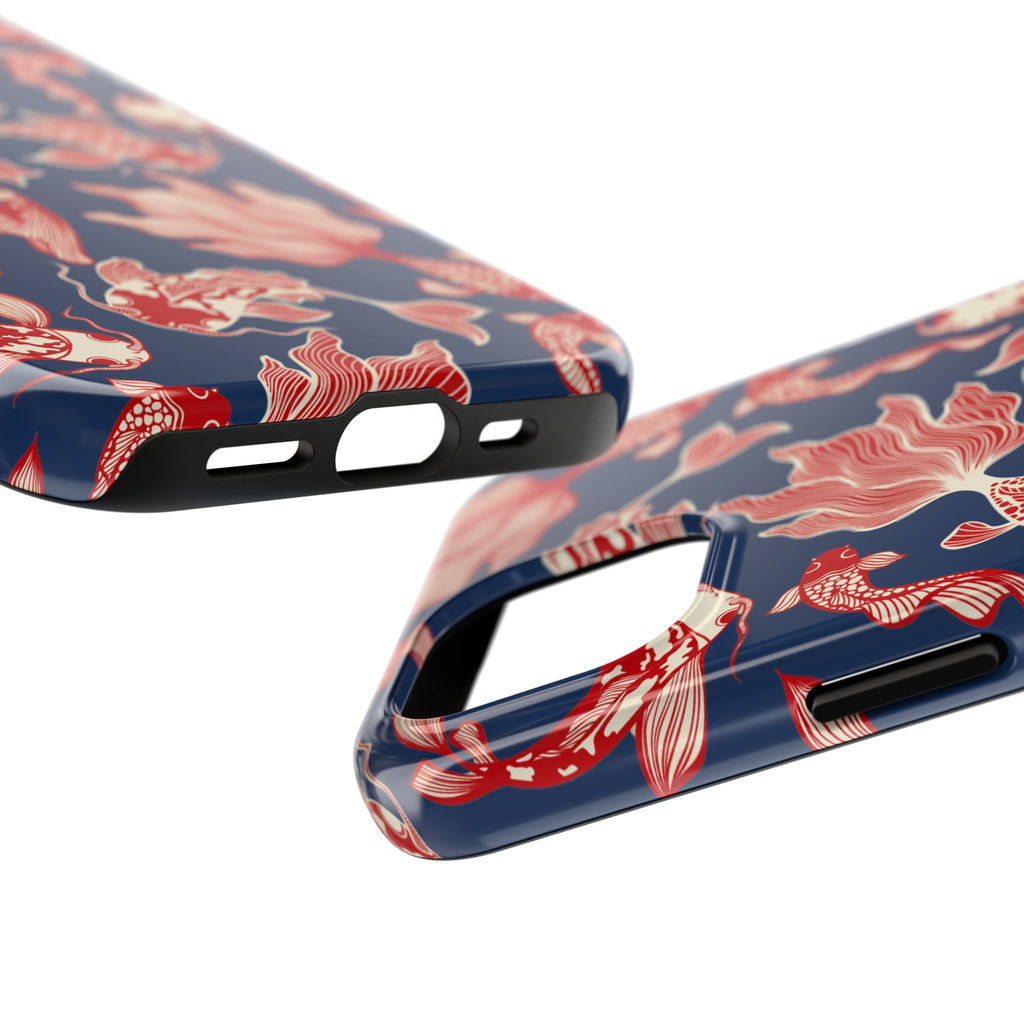 Maroon & Blush Striped Tough Phone Case — Durable Protective iPhone Cover