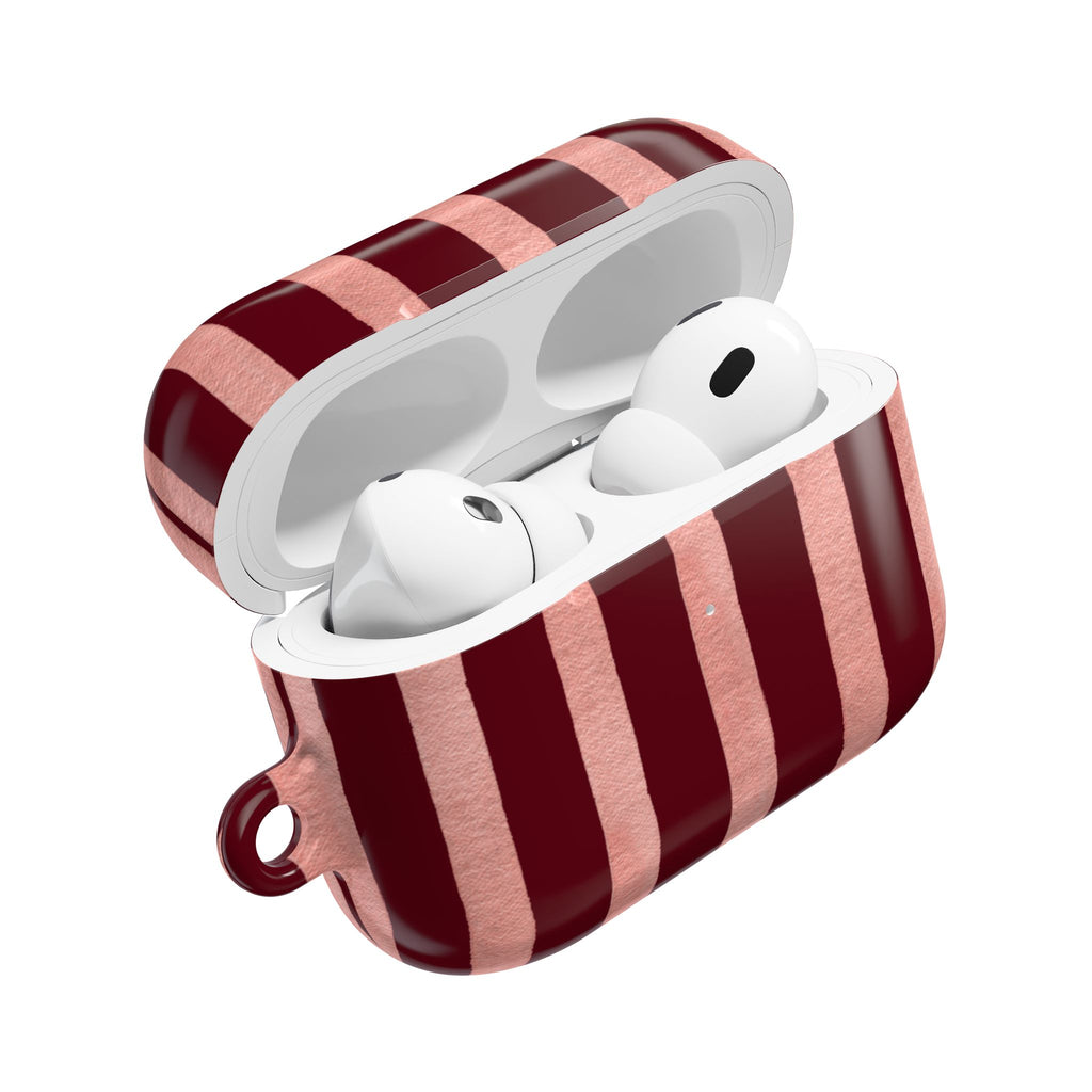 Blush Column | Burgundy & Soft Pink Stripe AirPods Case