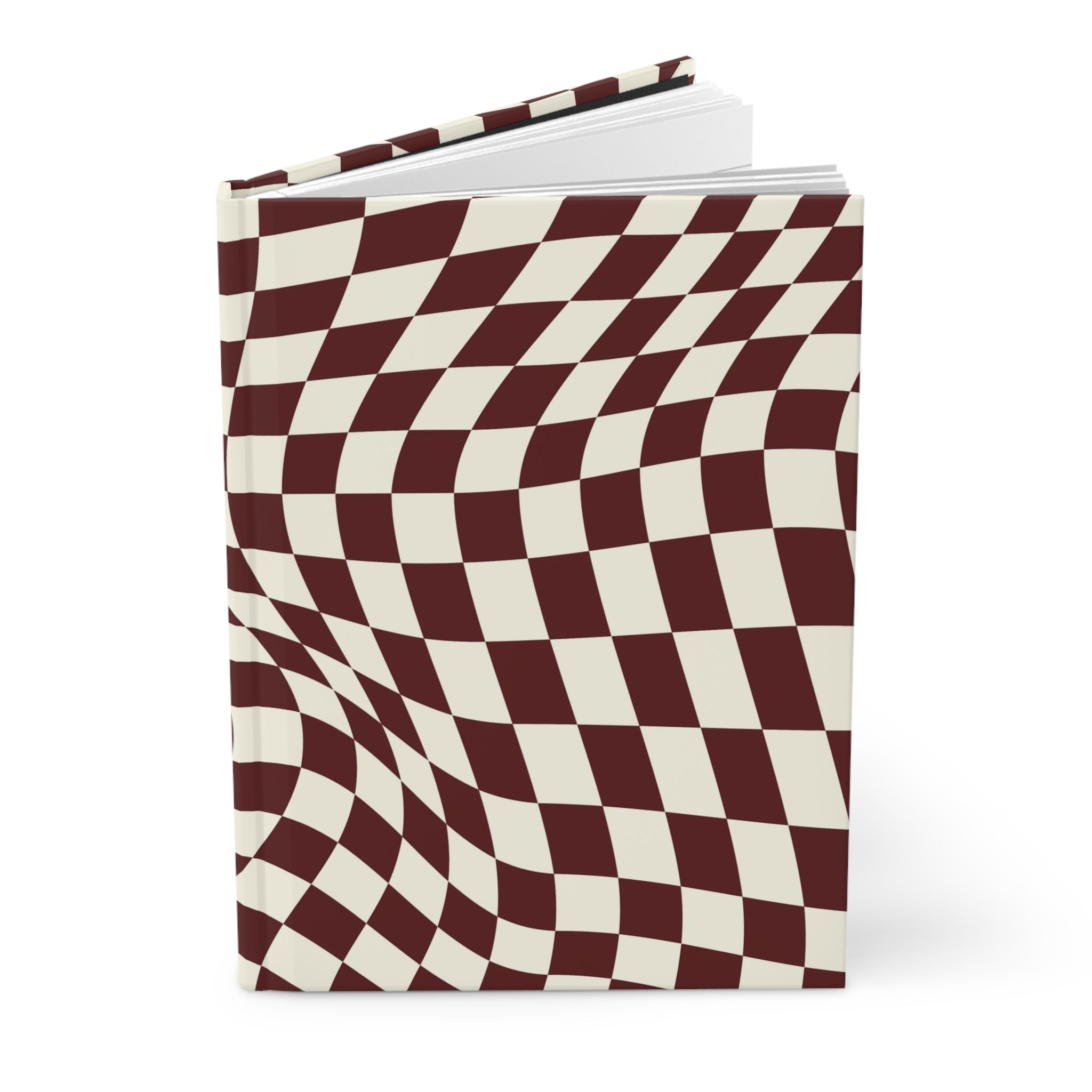 Crimson Warp | Marron & Cream Wavy Check Print Journal