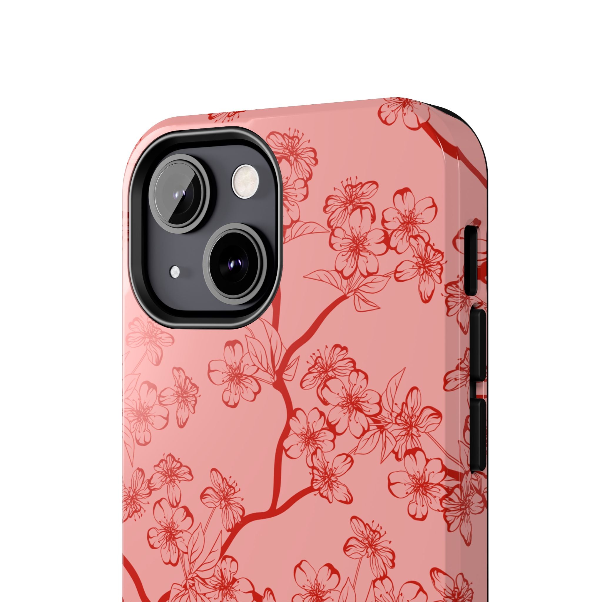 Maroon & Blush Striped Tough Phone Case — Durable Protective iPhone Cover
