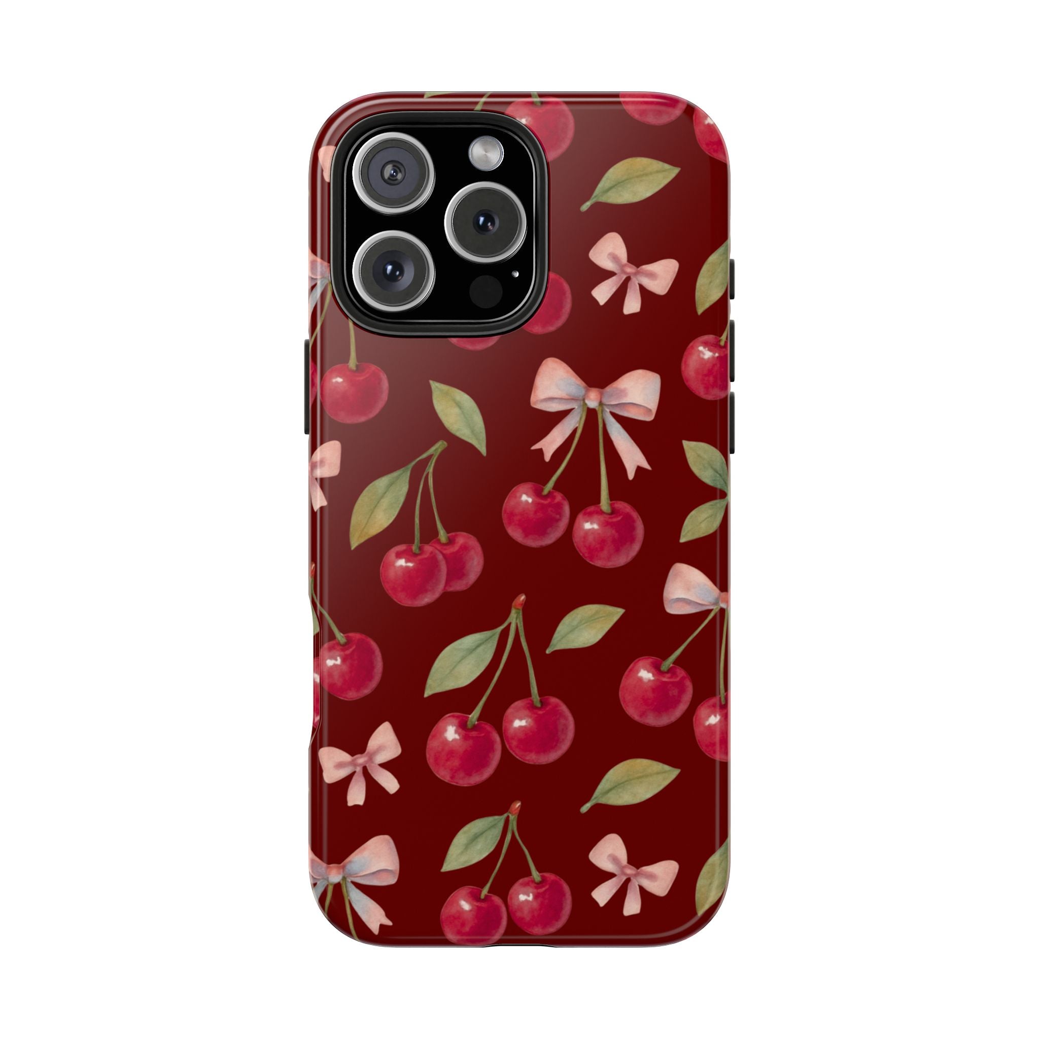 Cherry Kiss | Cherry Bow Print Tough Phone Case