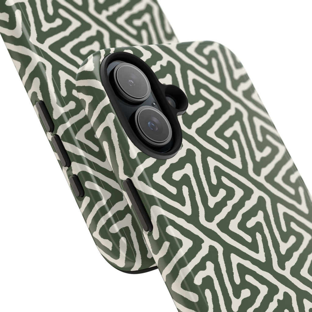 Olive Maze | Sage Geometric Line Phone Case